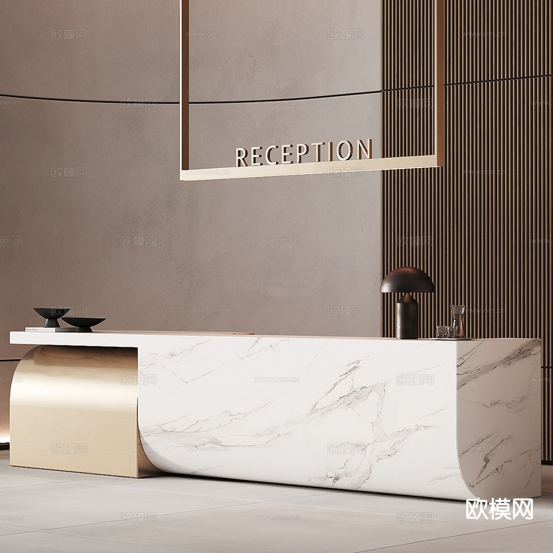 接待台 办公前台su模型下载（渲染图3）