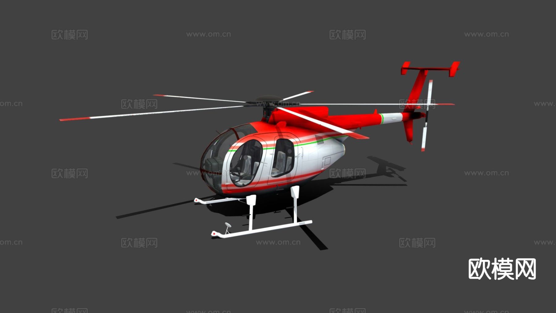 直升机 飞机3d模型下载（渲染图1）
