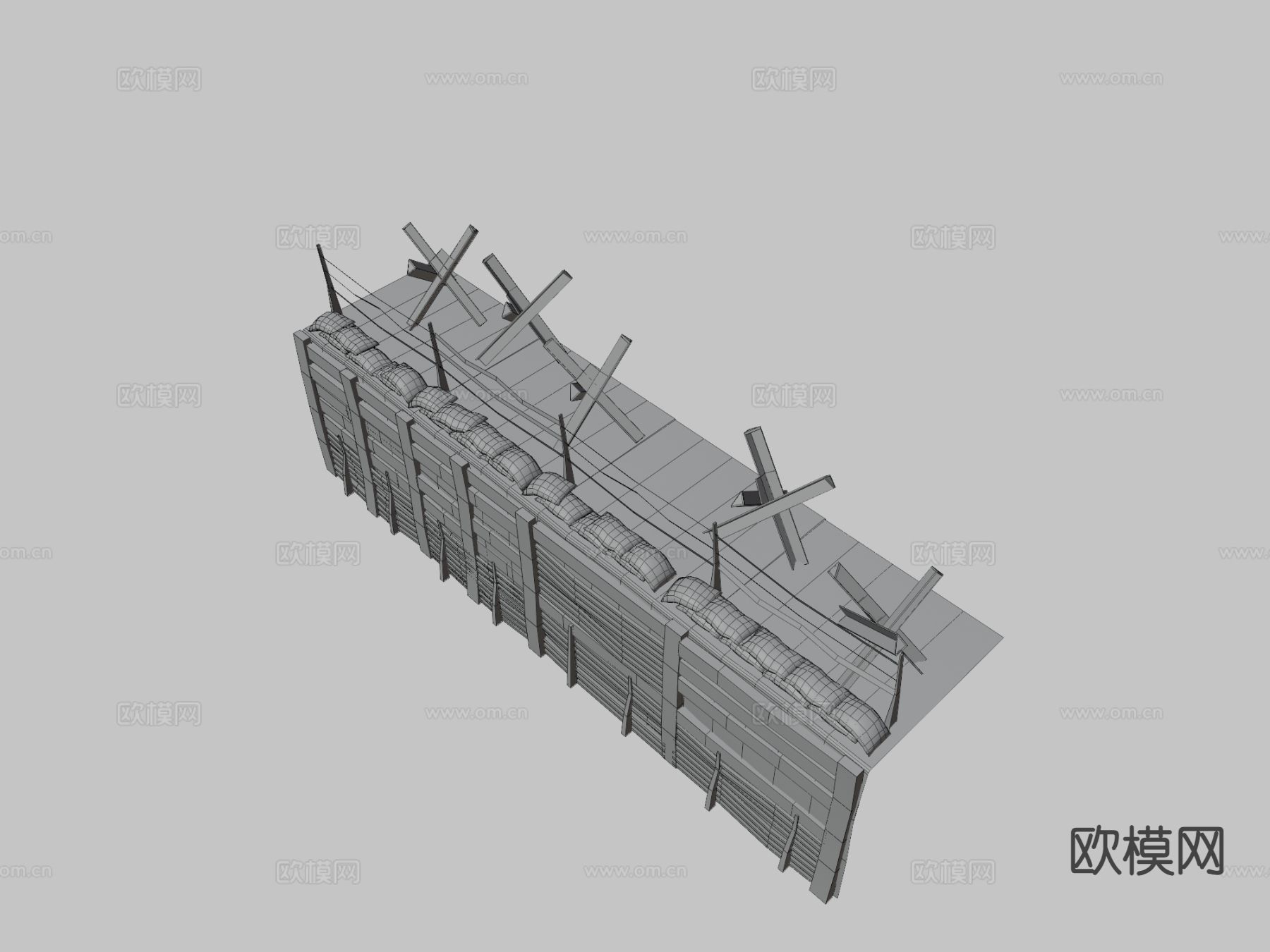 战壕铁丝网3d模型下载（渲染图3）