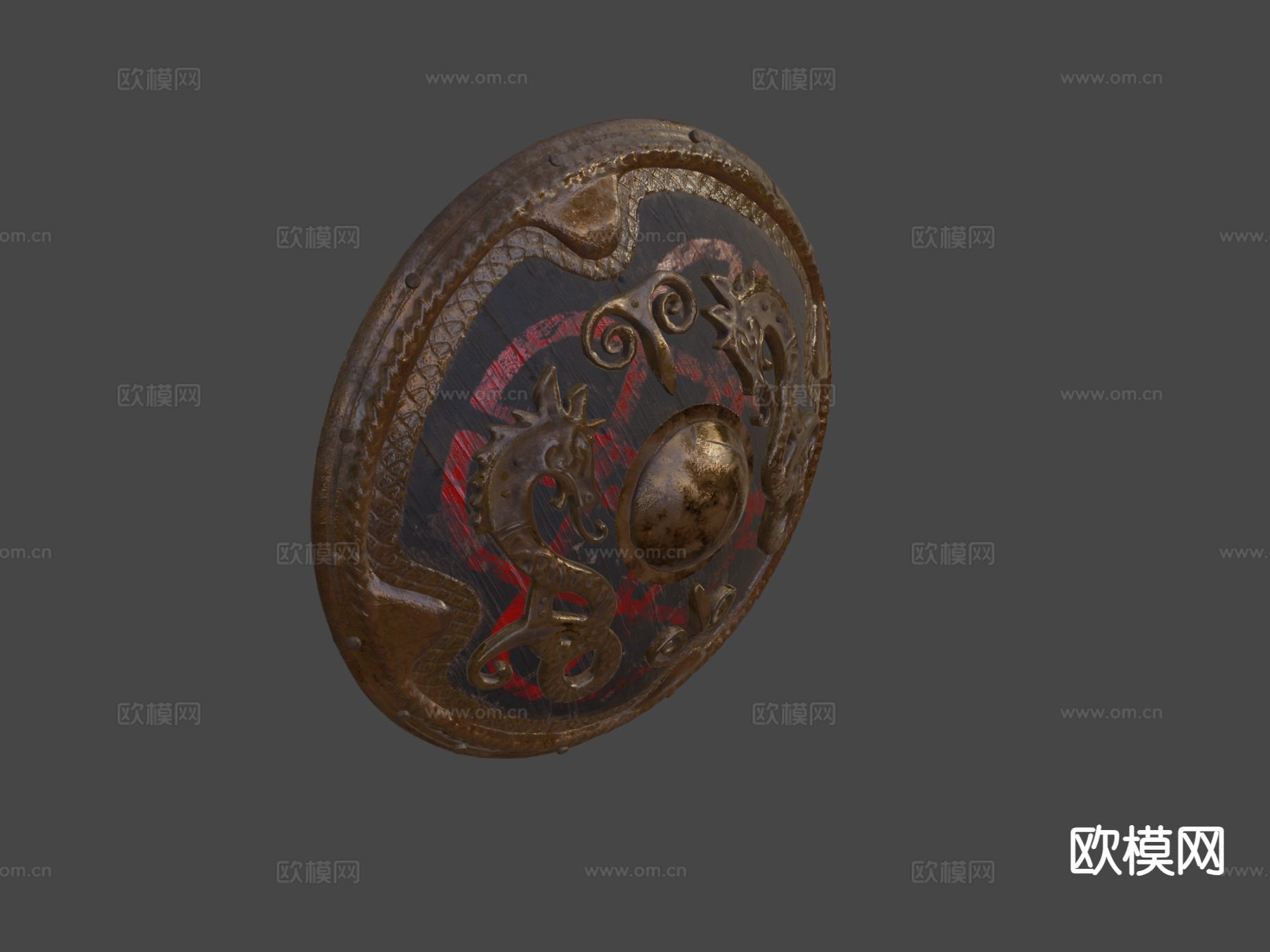 维京龙盾 护盾 动漫道具3d模型下载（渲染图8）