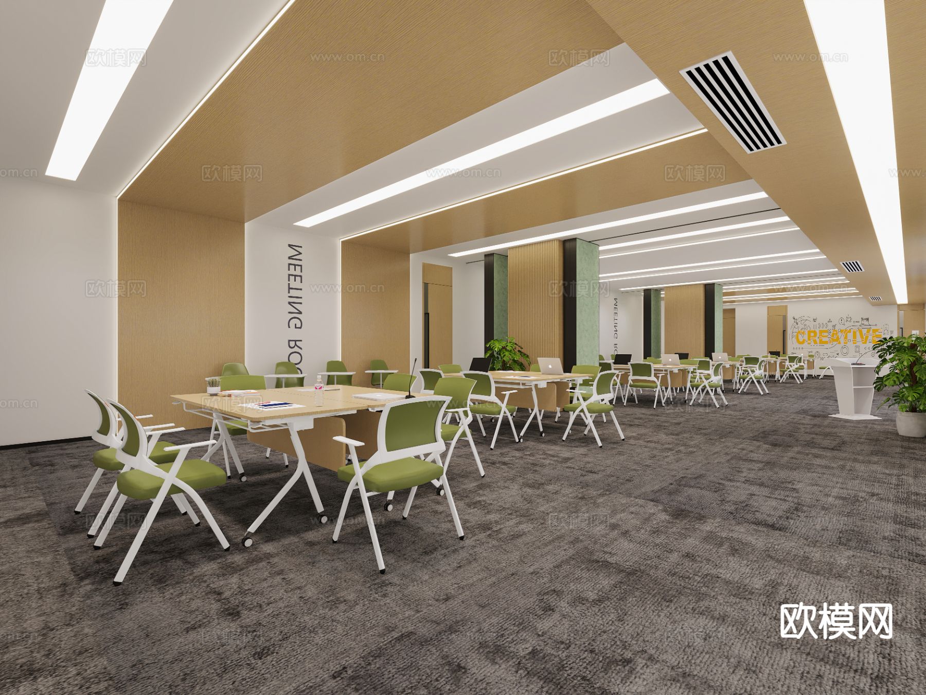 现代大型培训教室3d模型下载（渲染图3）