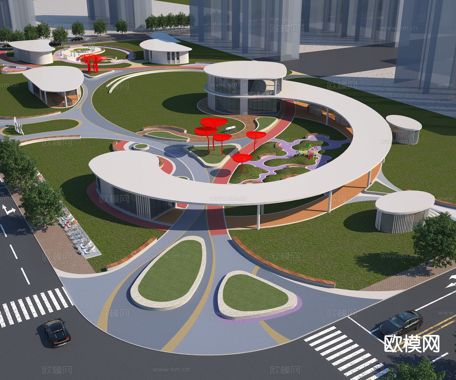 公园景观 小区景观3d模型下载