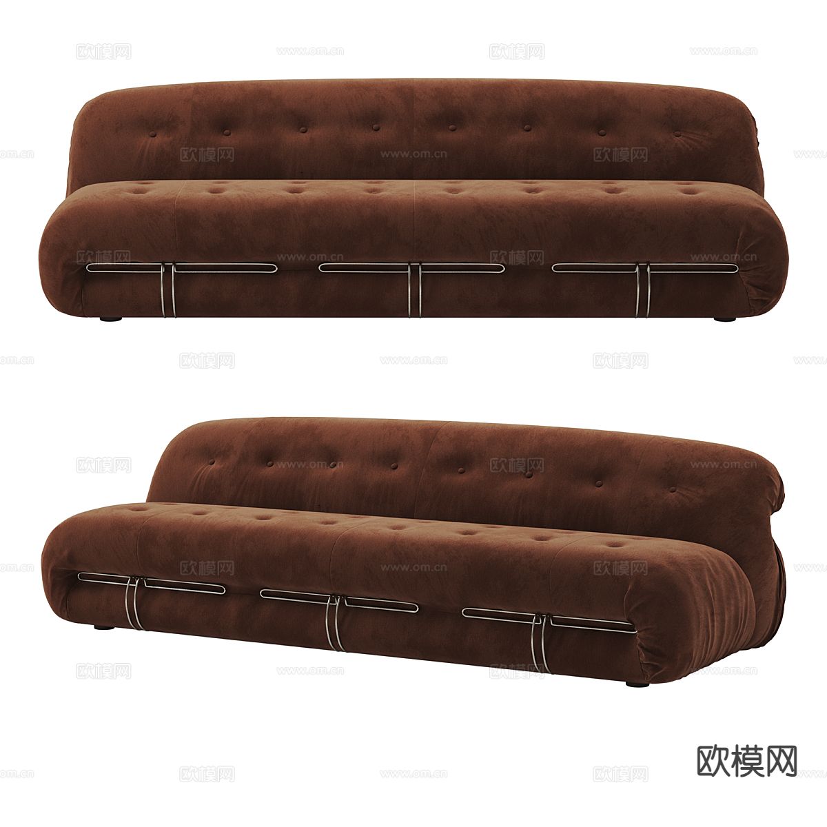 美式三人沙发3d模型下载