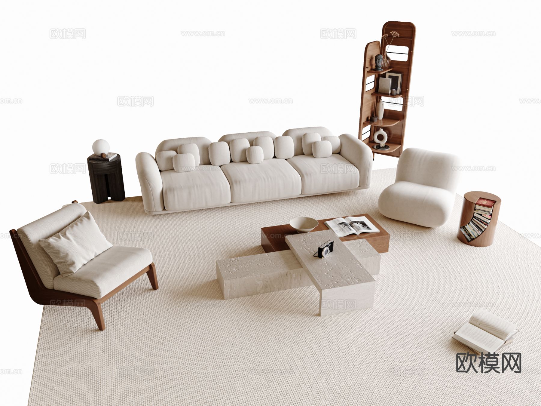 中古风组合沙发3d模型下载