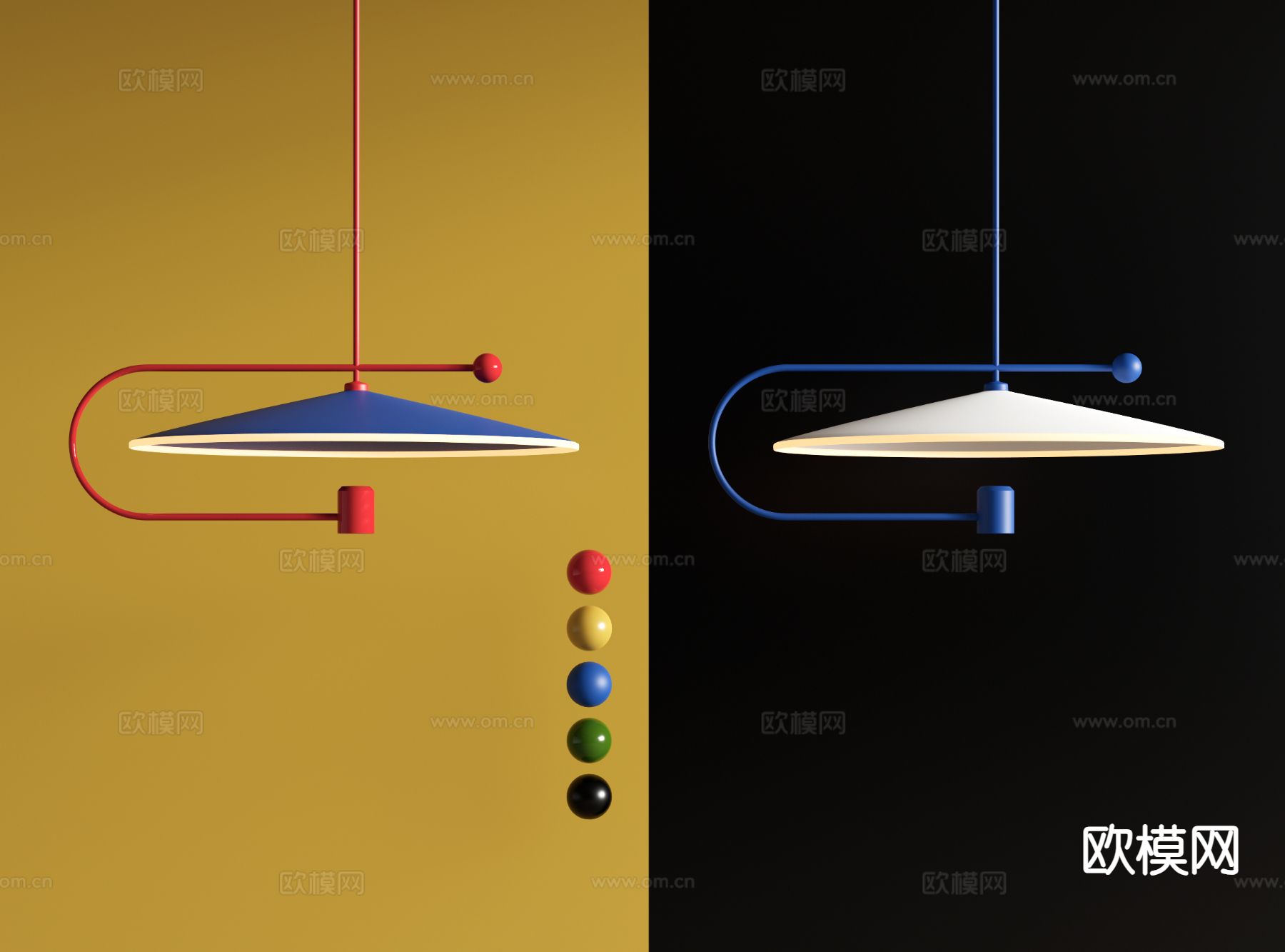 多巴胺吊灯 孟菲斯飞碟吊灯3d模型下载