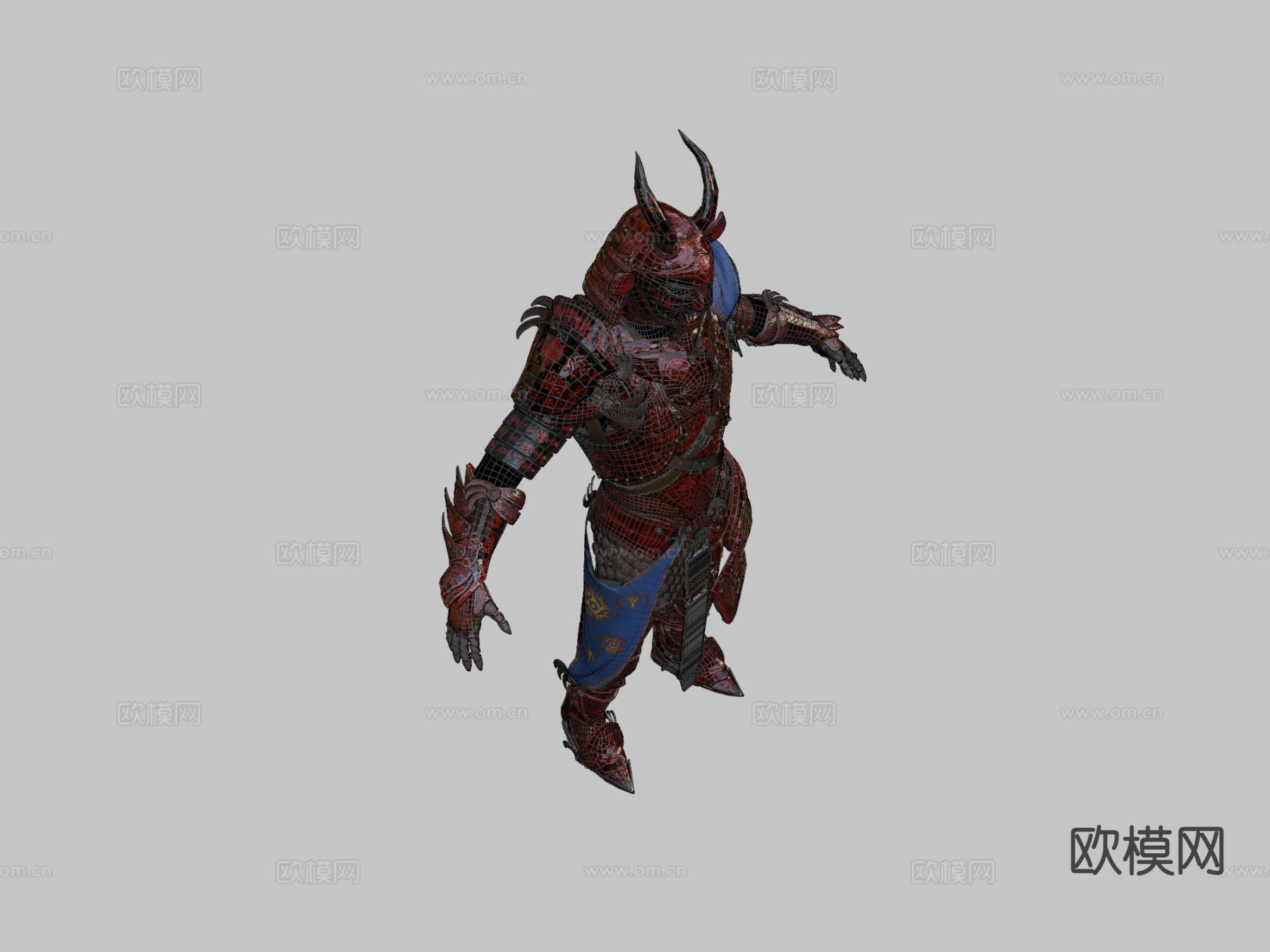 日本游戏角色 红武士3d模型下载（渲染图2）