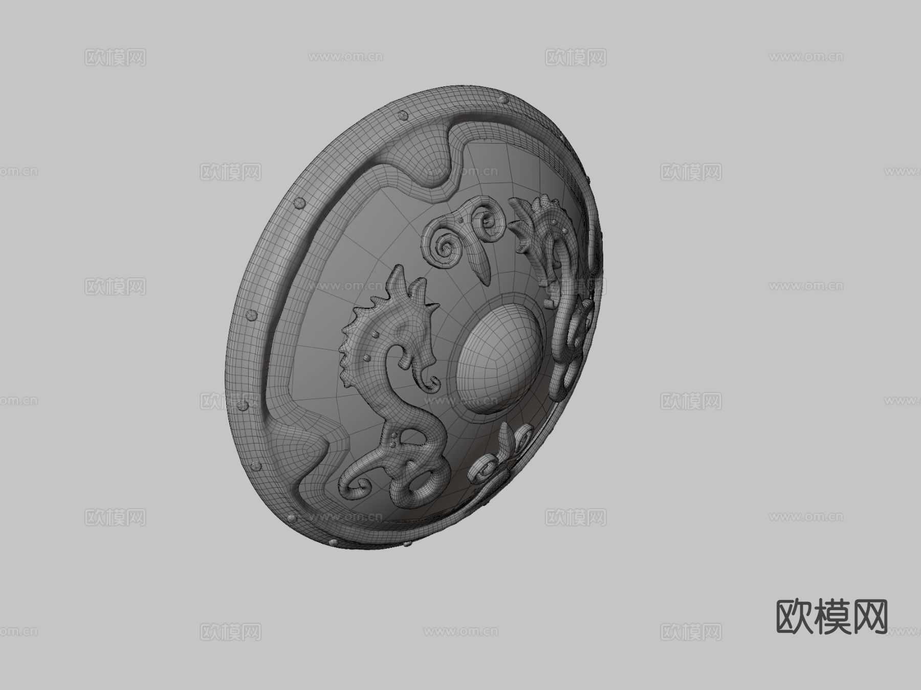 维京龙盾 护盾 动漫道具3d模型下载（渲染图2）