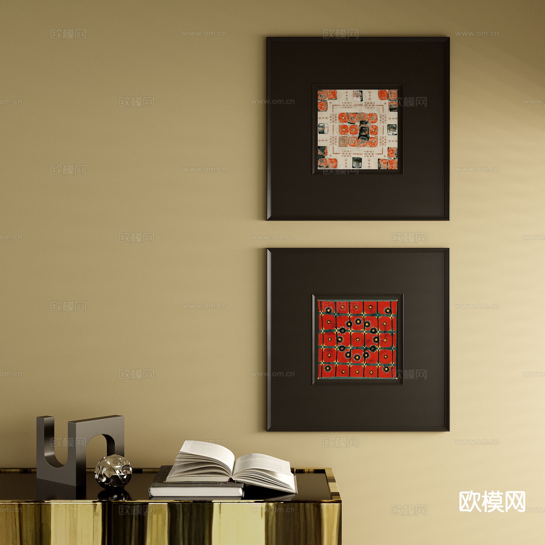 中古风装饰画 挂画su模型