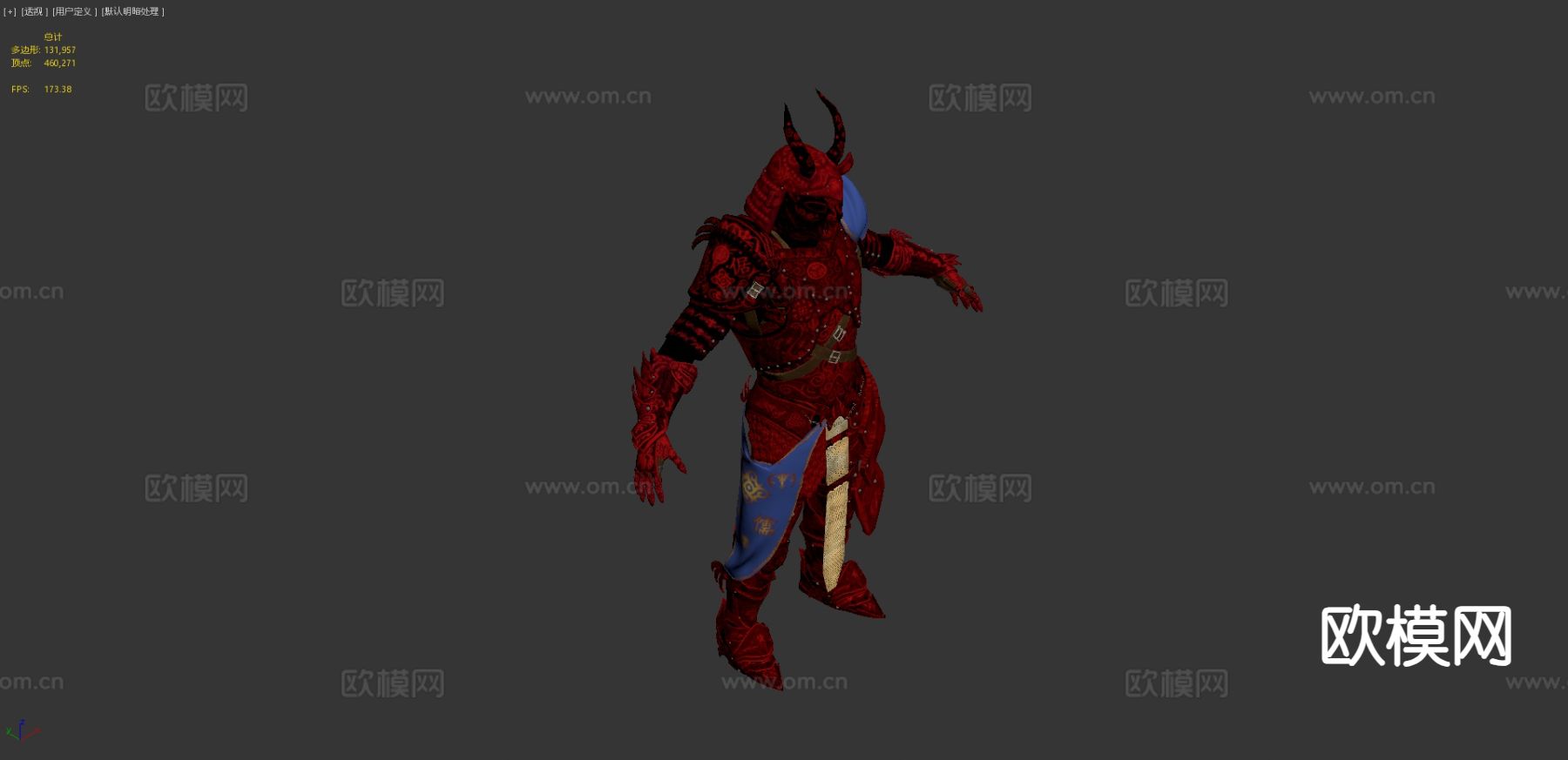 日本游戏角色 红武士3d模型下载（渲染图5）