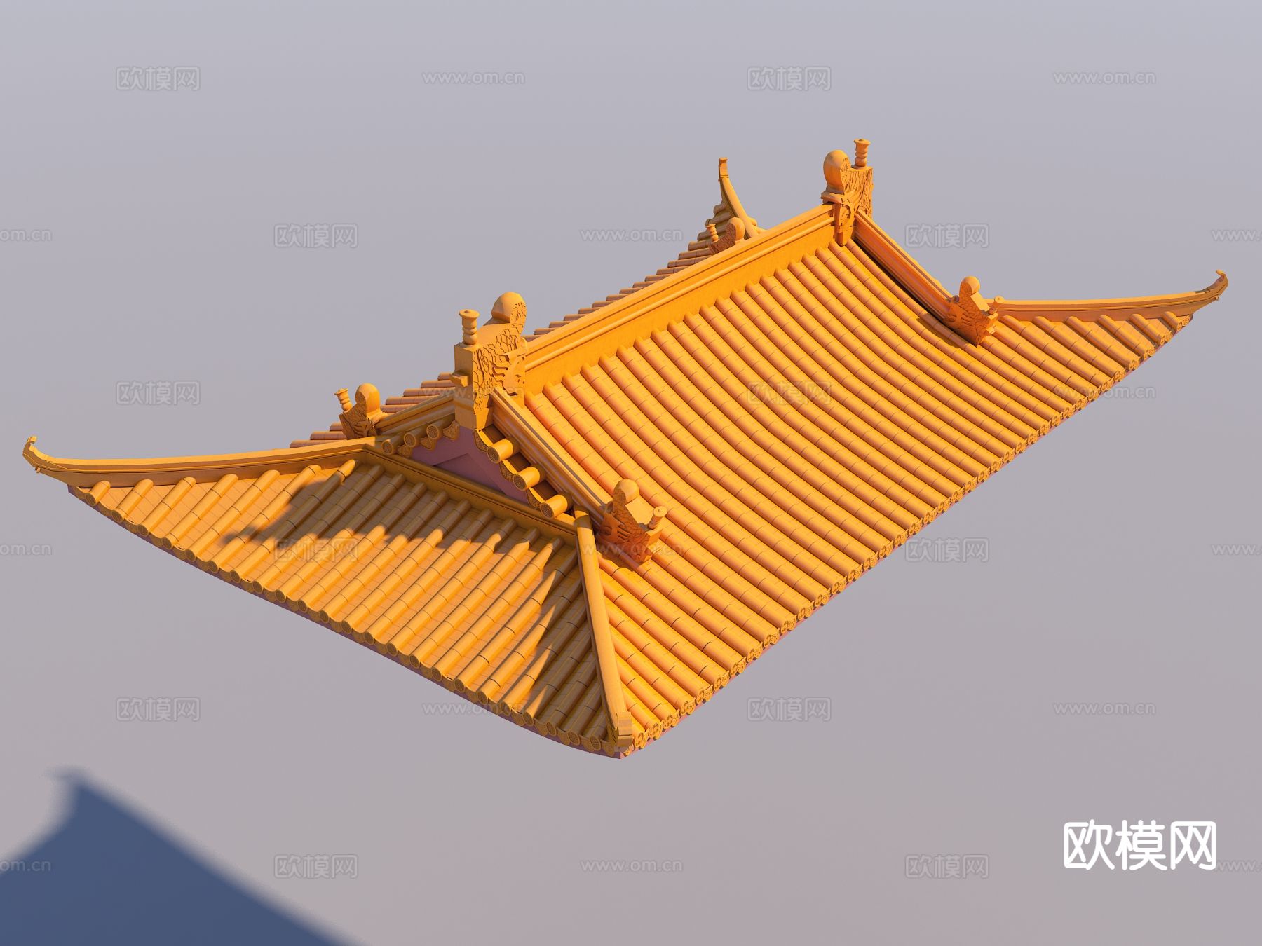 中式屋顶 瓦片3d模型下载（渲染图2）