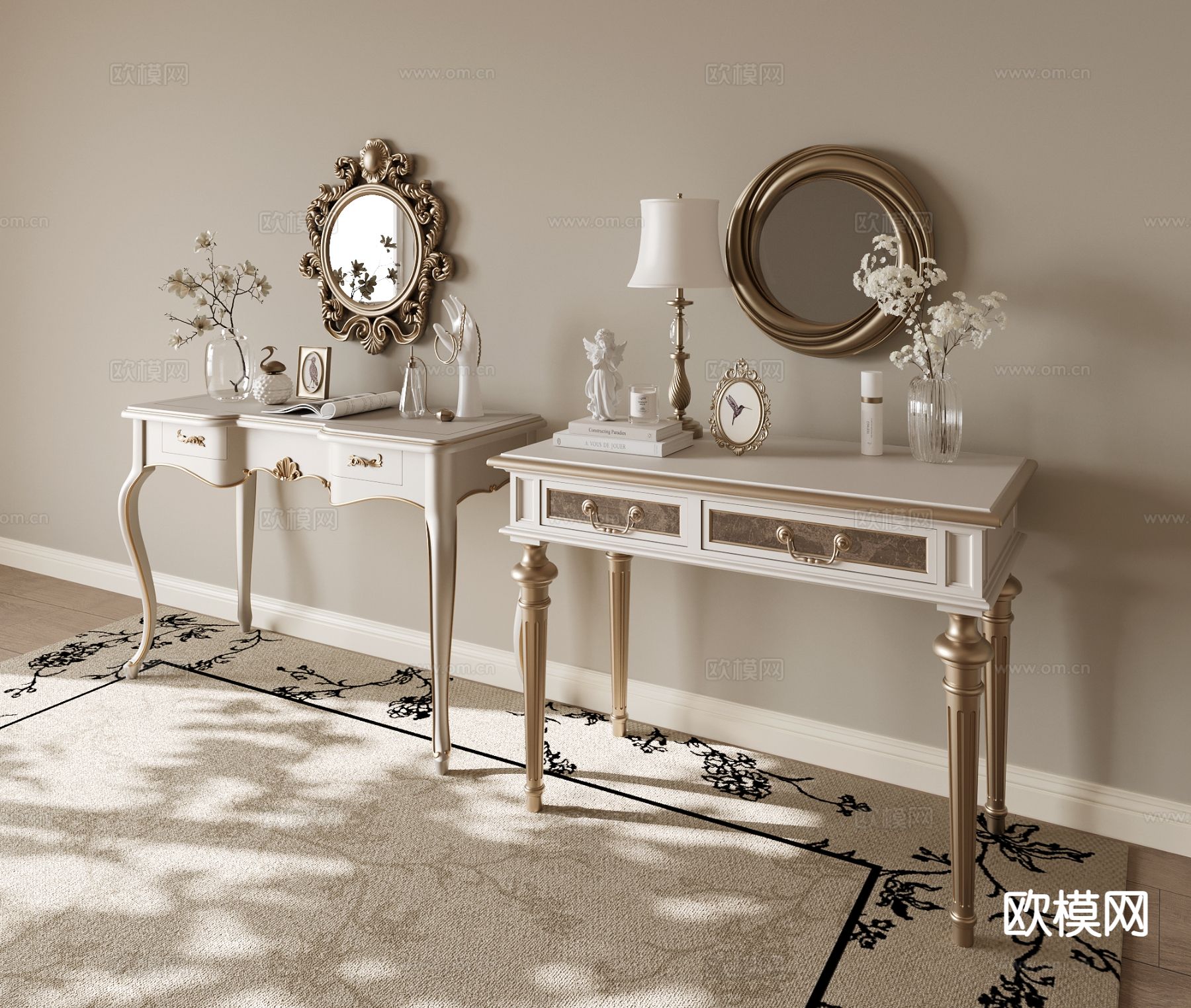 法式梳妆台3d模型下载