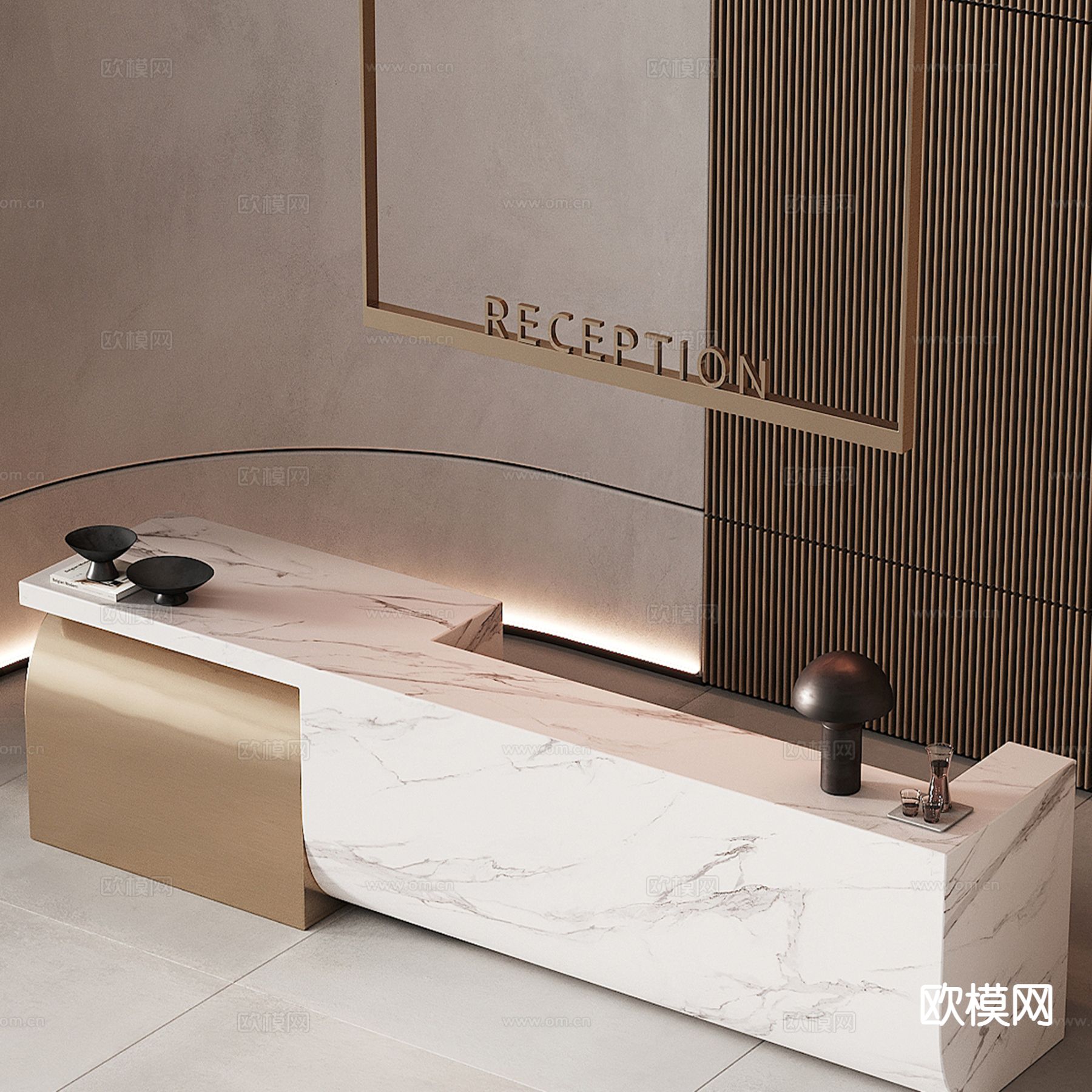 接待台 办公前台su模型下载（渲染图4）