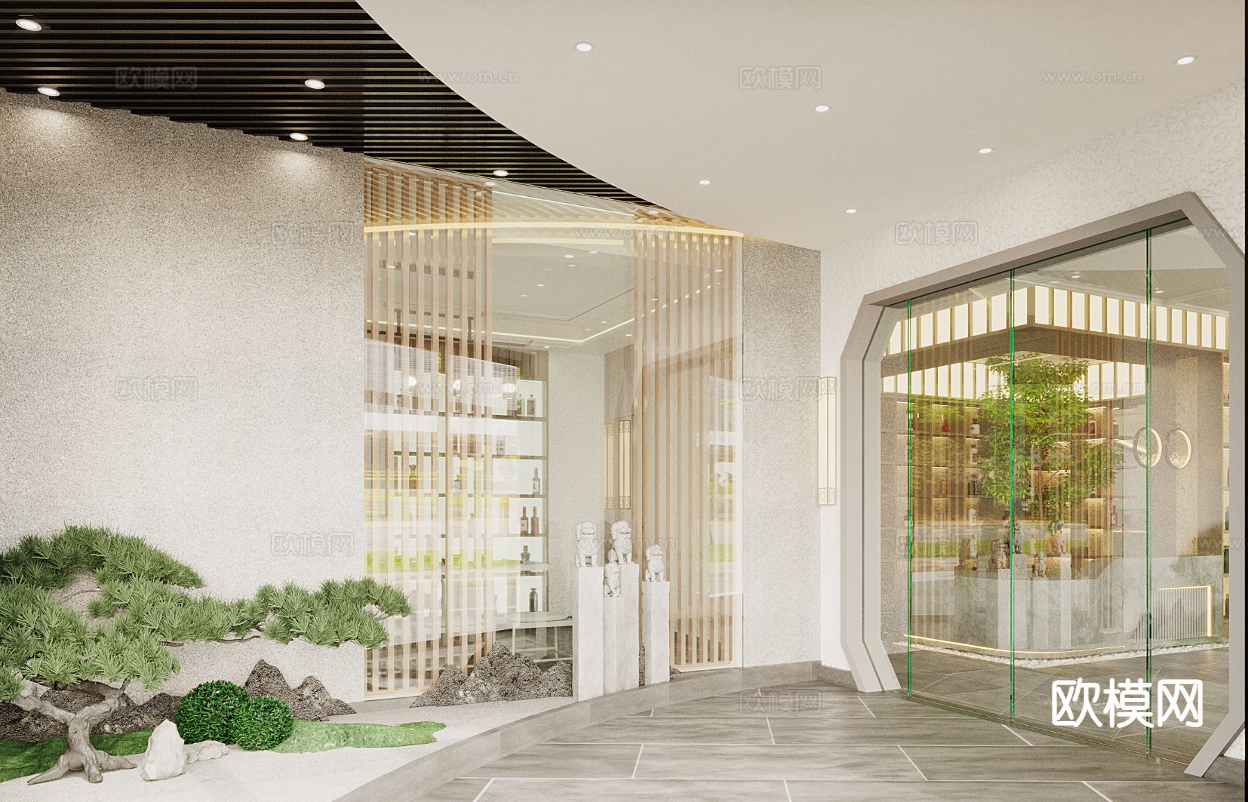 新中式酒水店3d模型下载（渲染图3）
