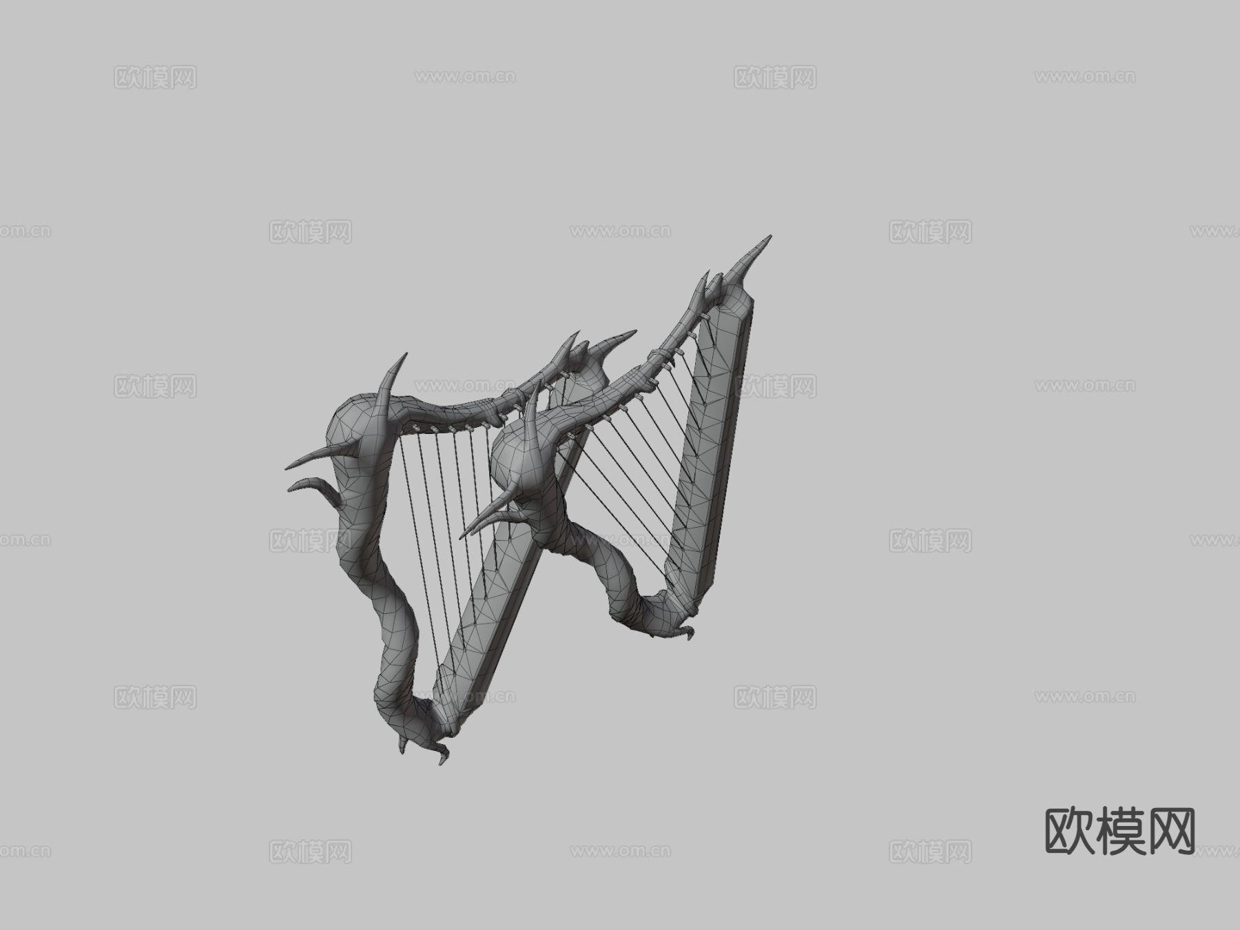 Ebony&Ivory怪物竖琴3d模型下载（渲染图3）