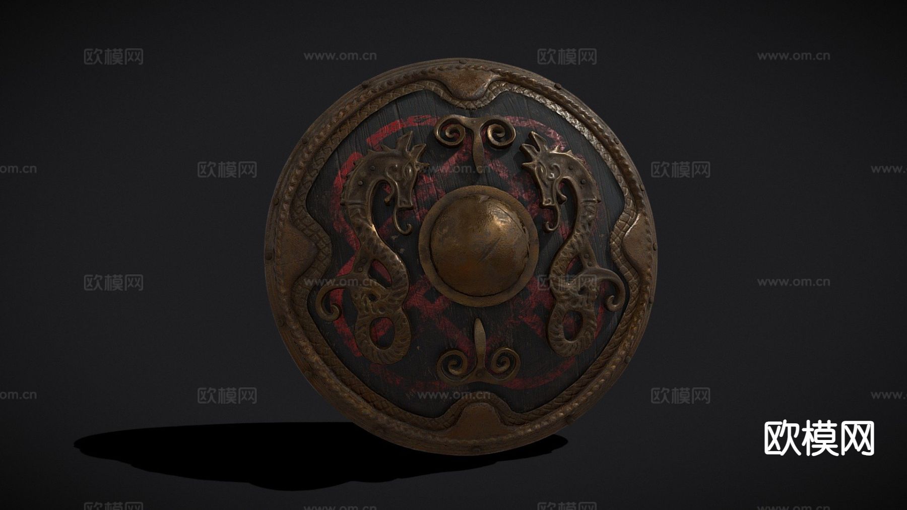 维京龙盾 护盾 动漫道具3d模型下载（渲染图1）