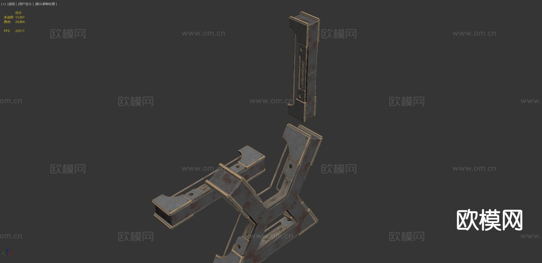 堡垒柱子 工业金属柱3d模型下载（渲染图7）
