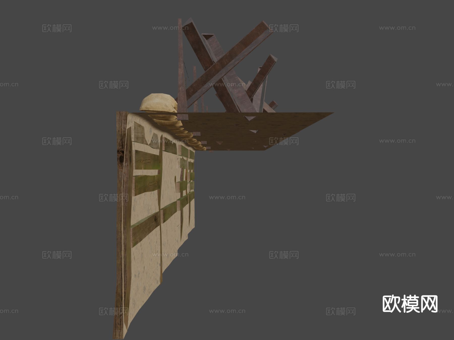 战壕铁丝网3d模型下载（渲染图5）