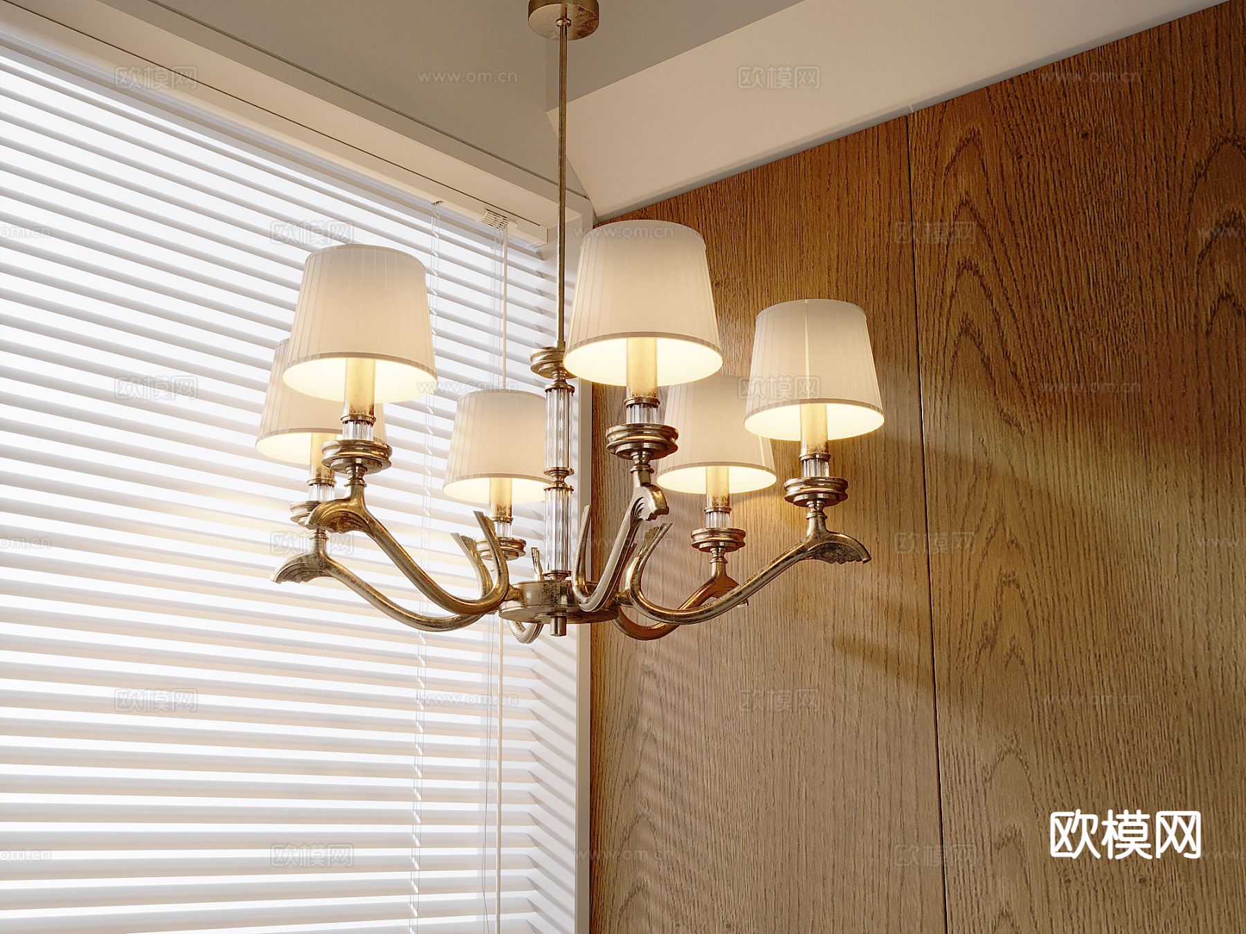 美式复古吊灯 全铜吊灯3d模型下载