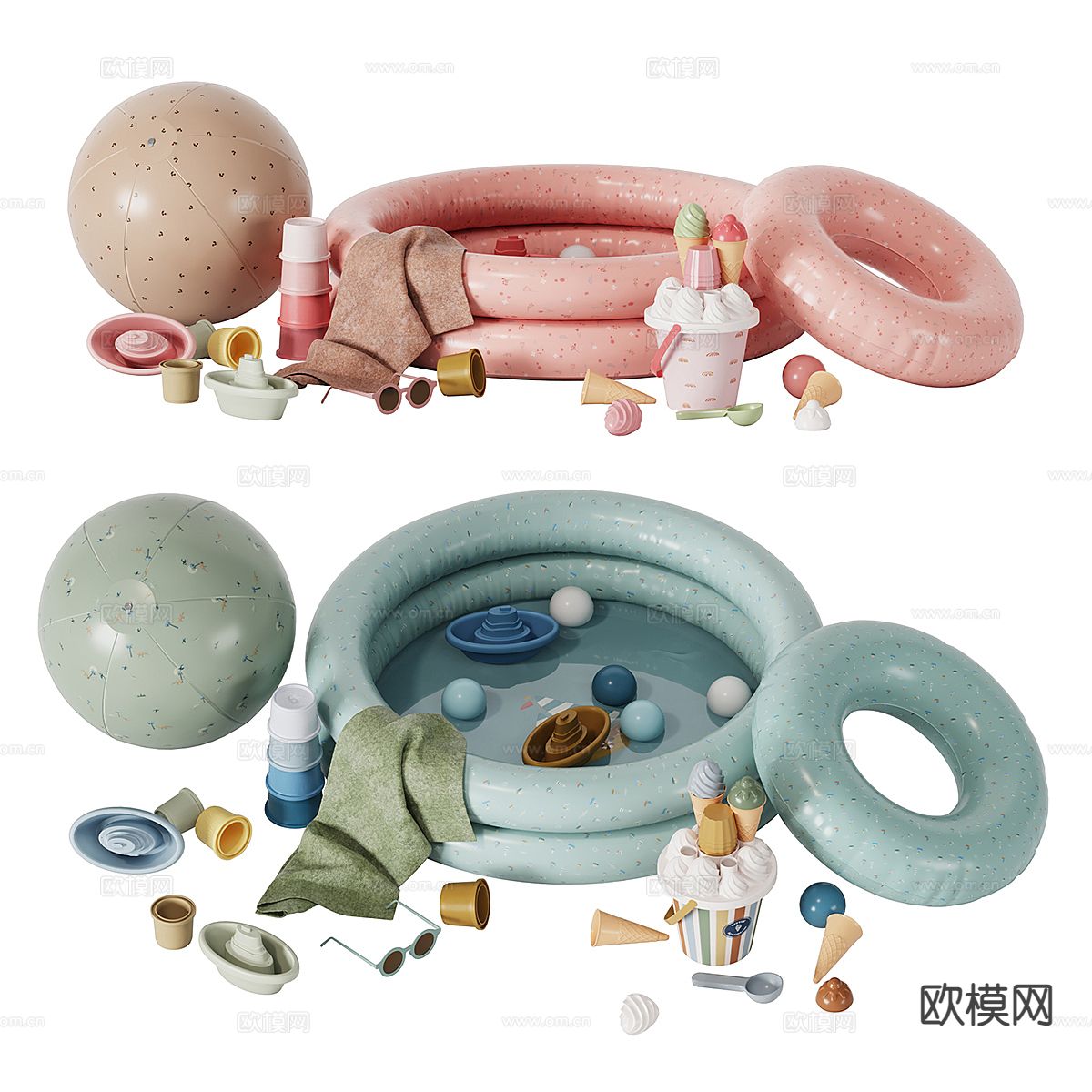 儿童用品 冰淇淋 毛巾 眼镜3d模型下载