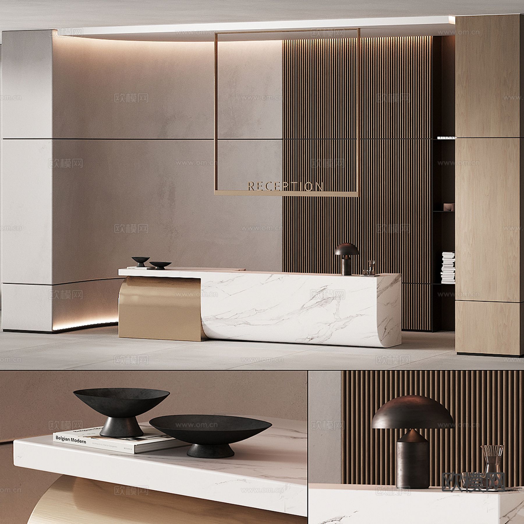 接待台 办公前台su模型下载（渲染图5）