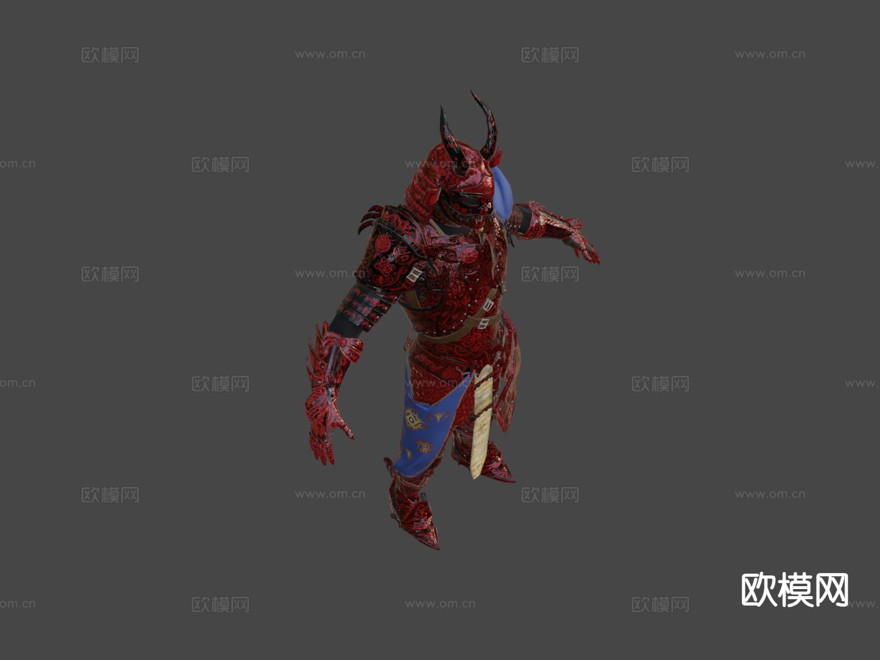 日本游戏角色 红武士3d模型下载（渲染图8）