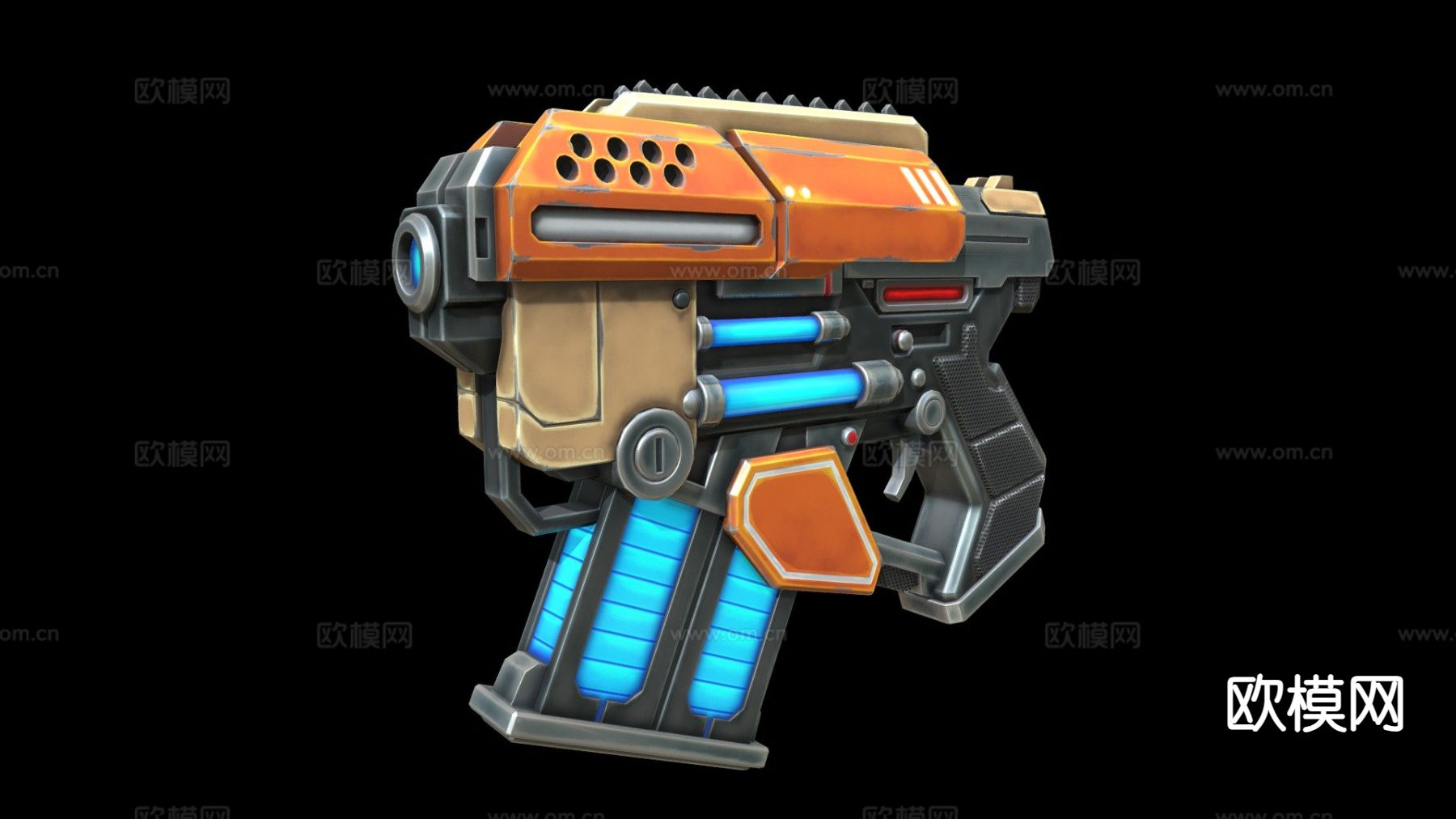科幻手枪3d模型下载（渲染图1）