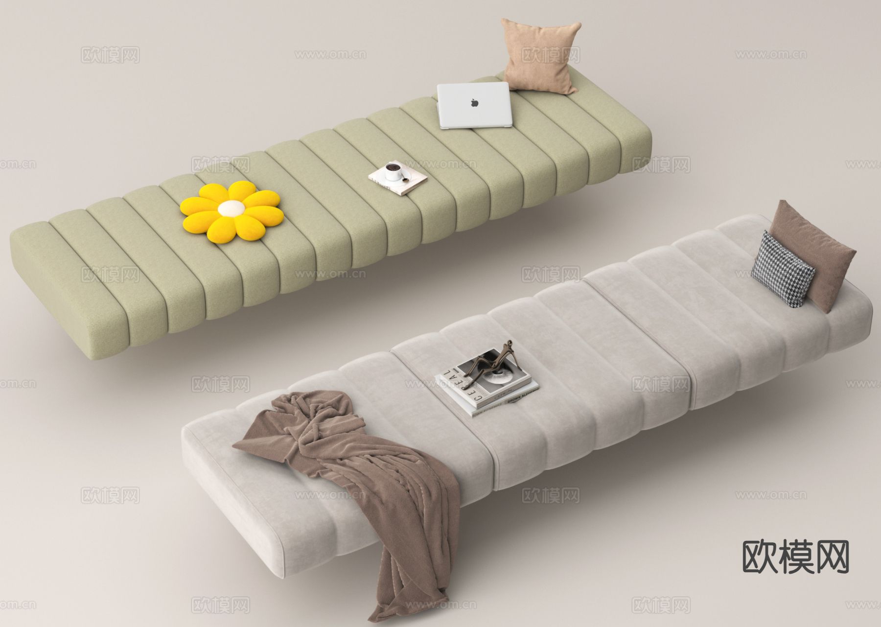 现代沙发坐垫 飘窗垫 软包坐垫3d模型下载