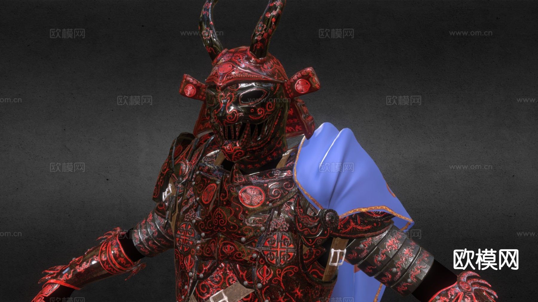 日本游戏角色 红武士3d模型下载（渲染图1）