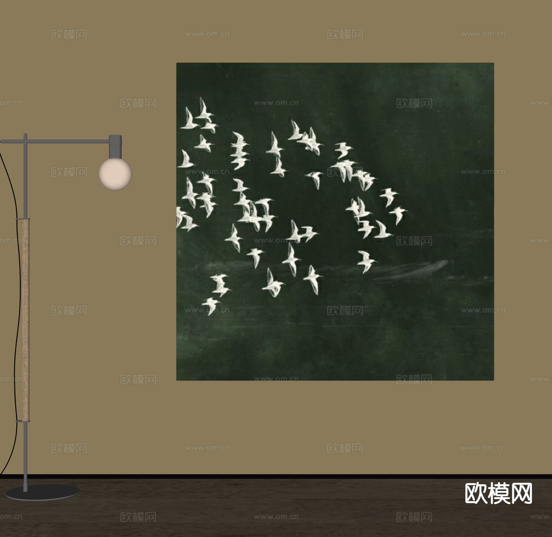 中古风装饰画 挂画su模型