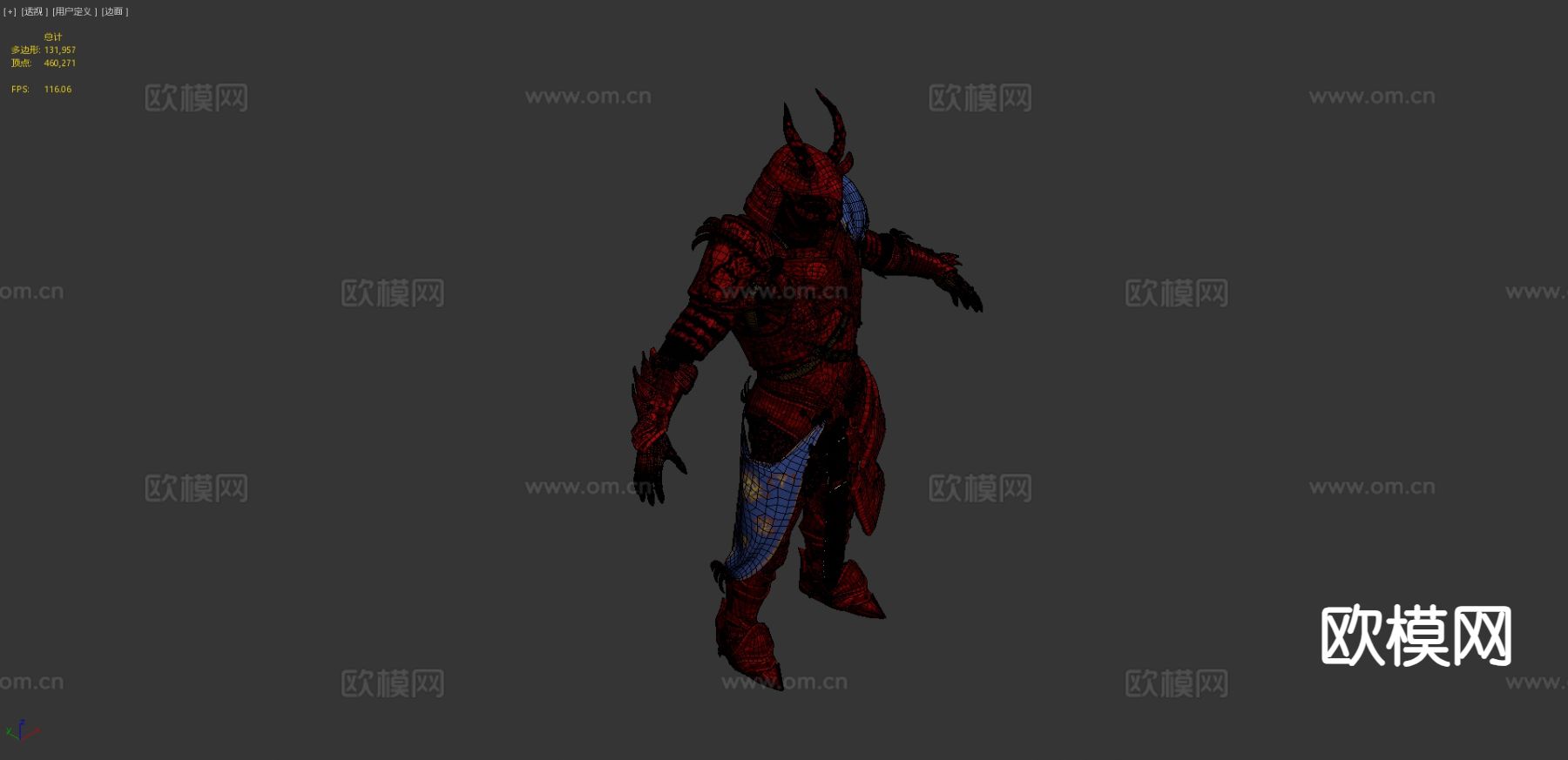 日本游戏角色 红武士3d模型下载（渲染图4）