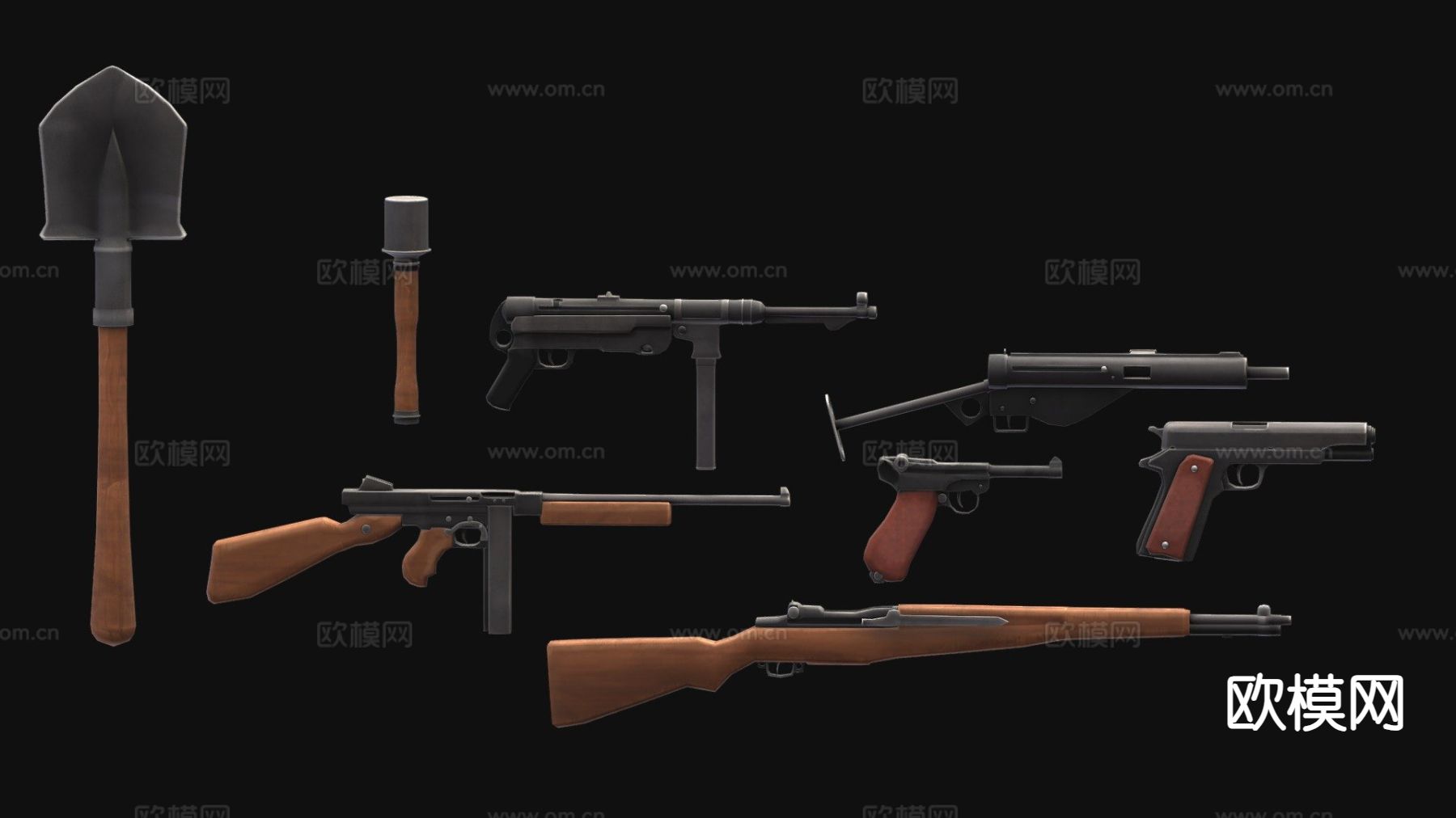 枪械 武器包 步枪3d模型下载（渲染图1）