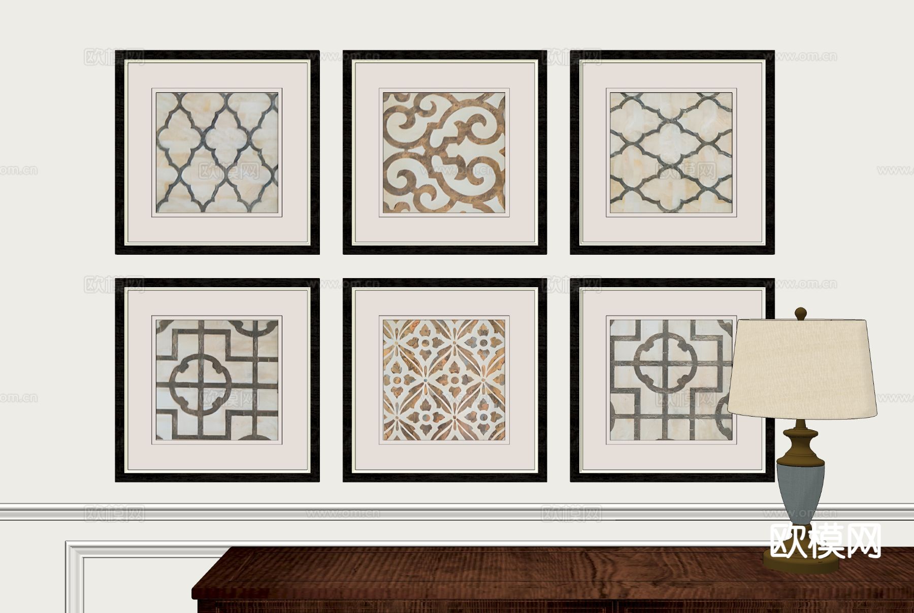 欧式装饰画su模型下载（渲染图1）