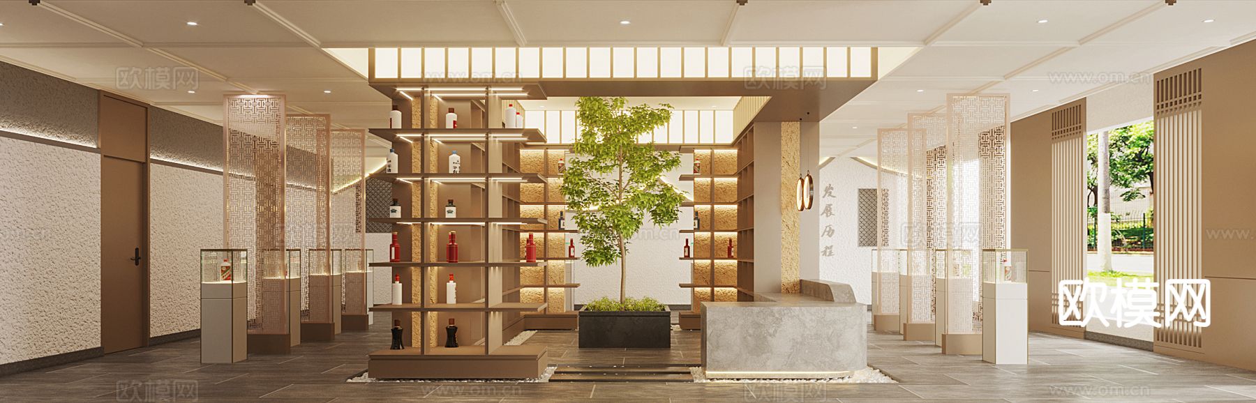 新中式酒水店3d模型下载（渲染图1）