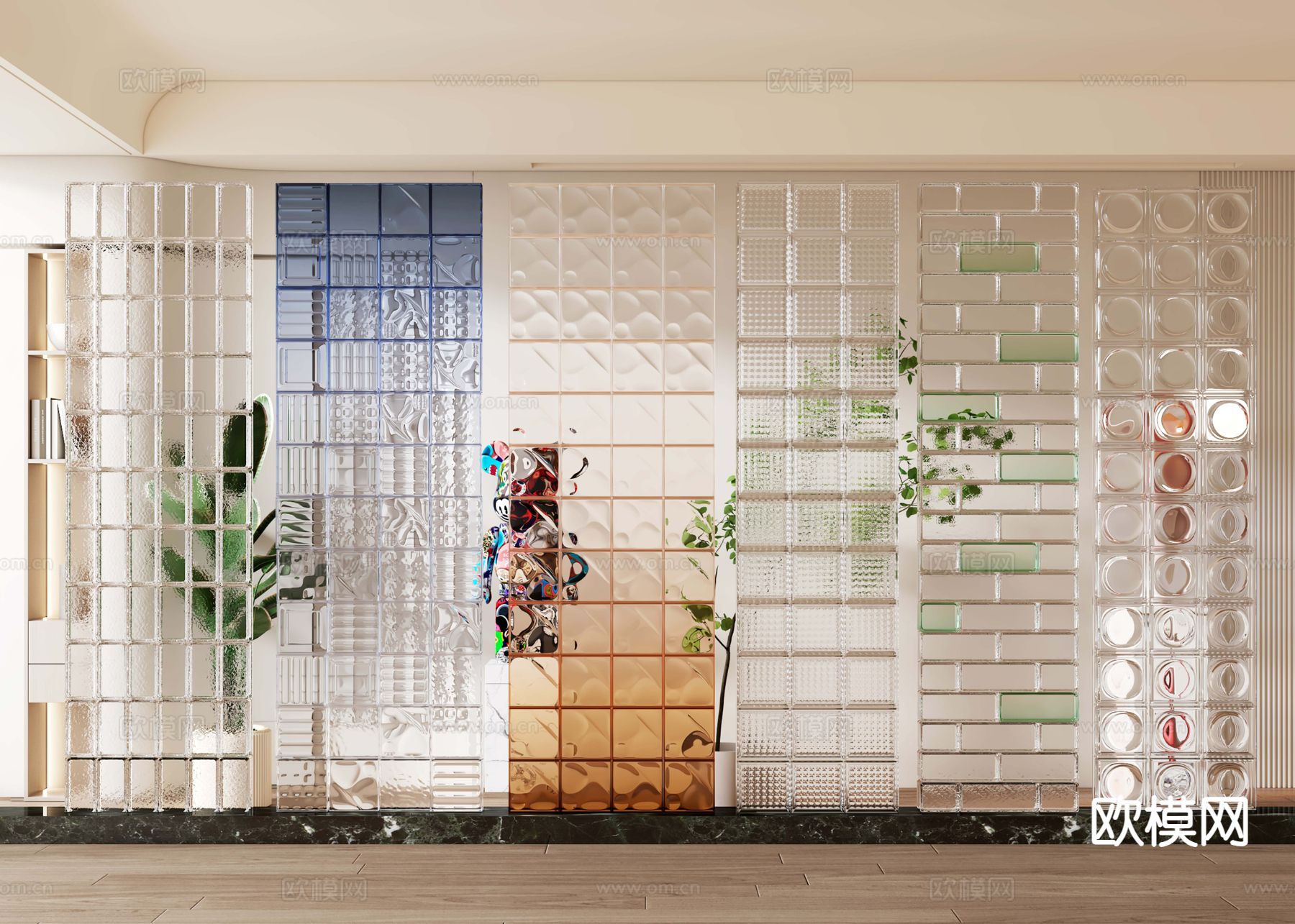 玻璃砖隔断su模型下载（渲染图2）