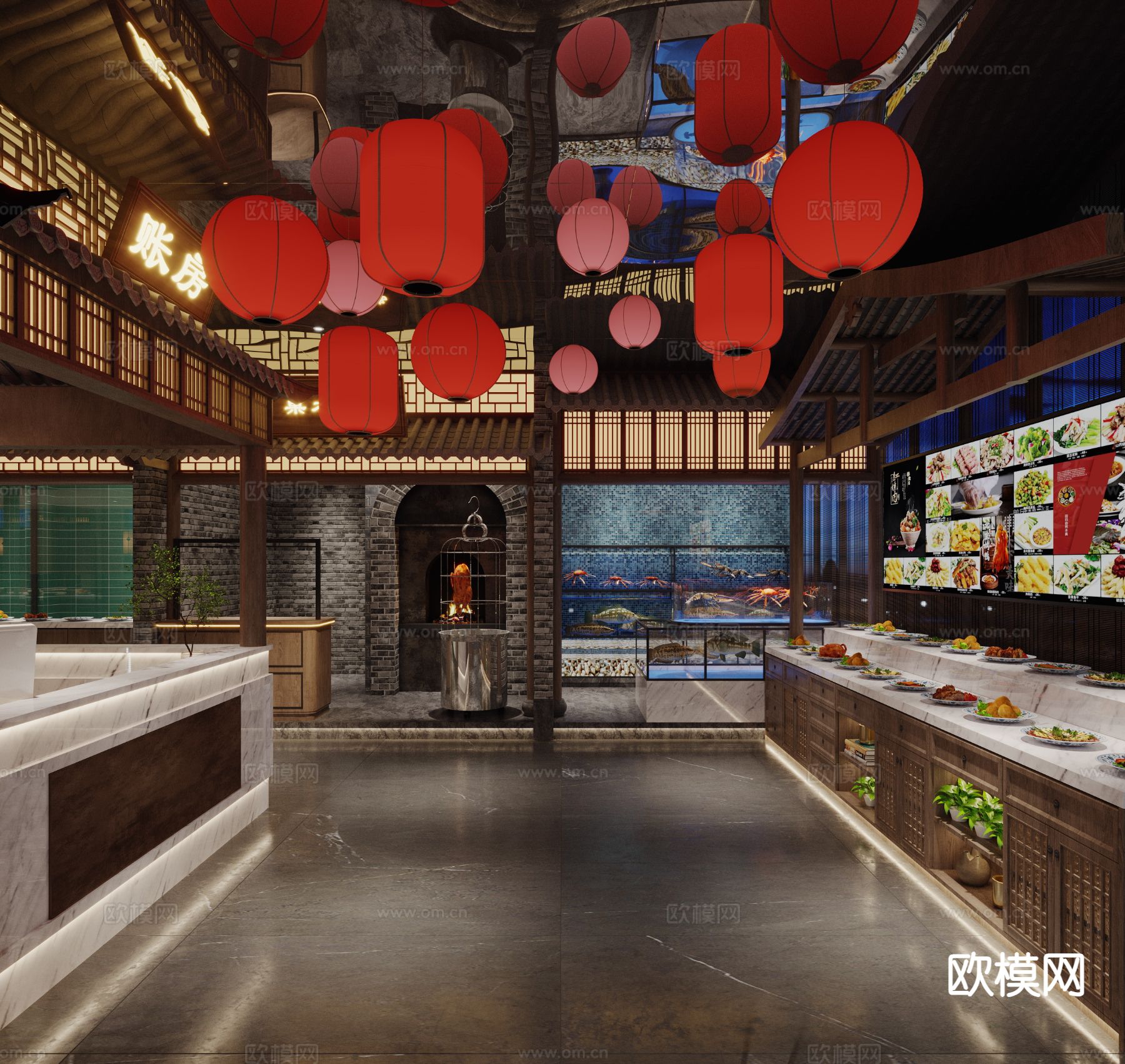 中式茶楼3d模型下载（渲染图6）