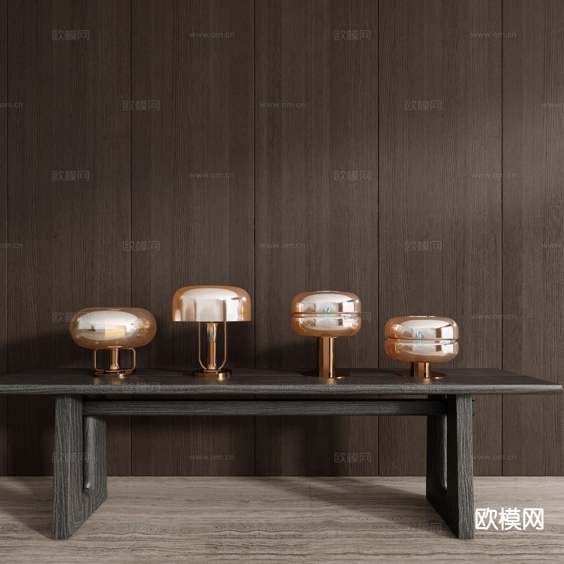 中古风台灯 玻璃台灯3d模型下载