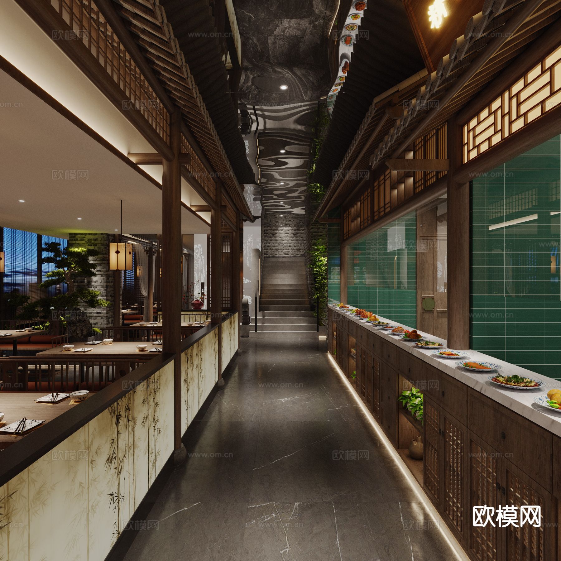 中式茶楼3d模型下载（渲染图5）