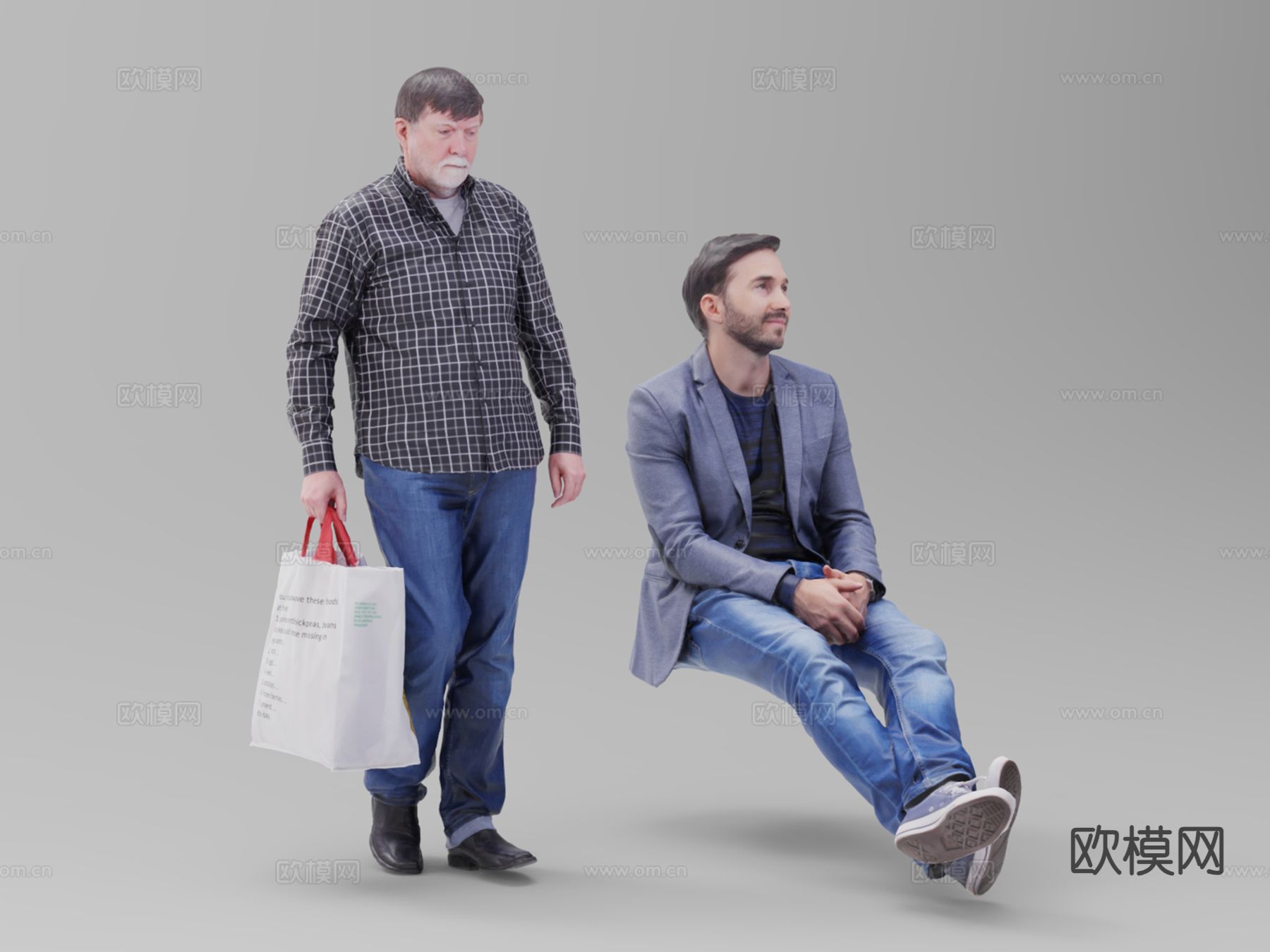 休闲人物 老人 男人3d模型下载