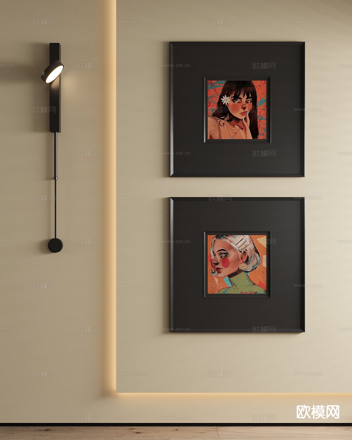 法式装饰画 挂画su模型下载（渲染图2）