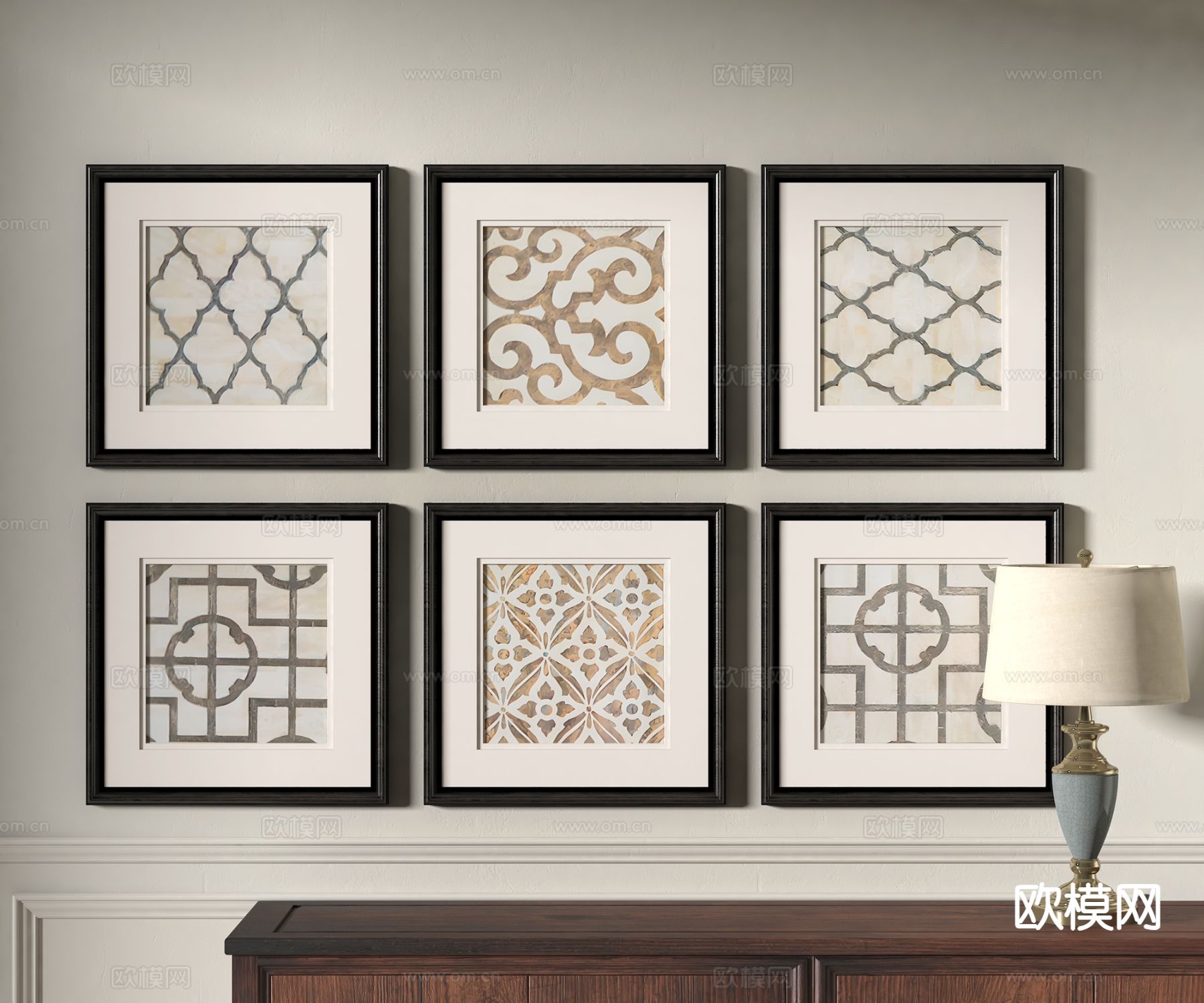 欧式装饰画su模型下载（渲染图2）
