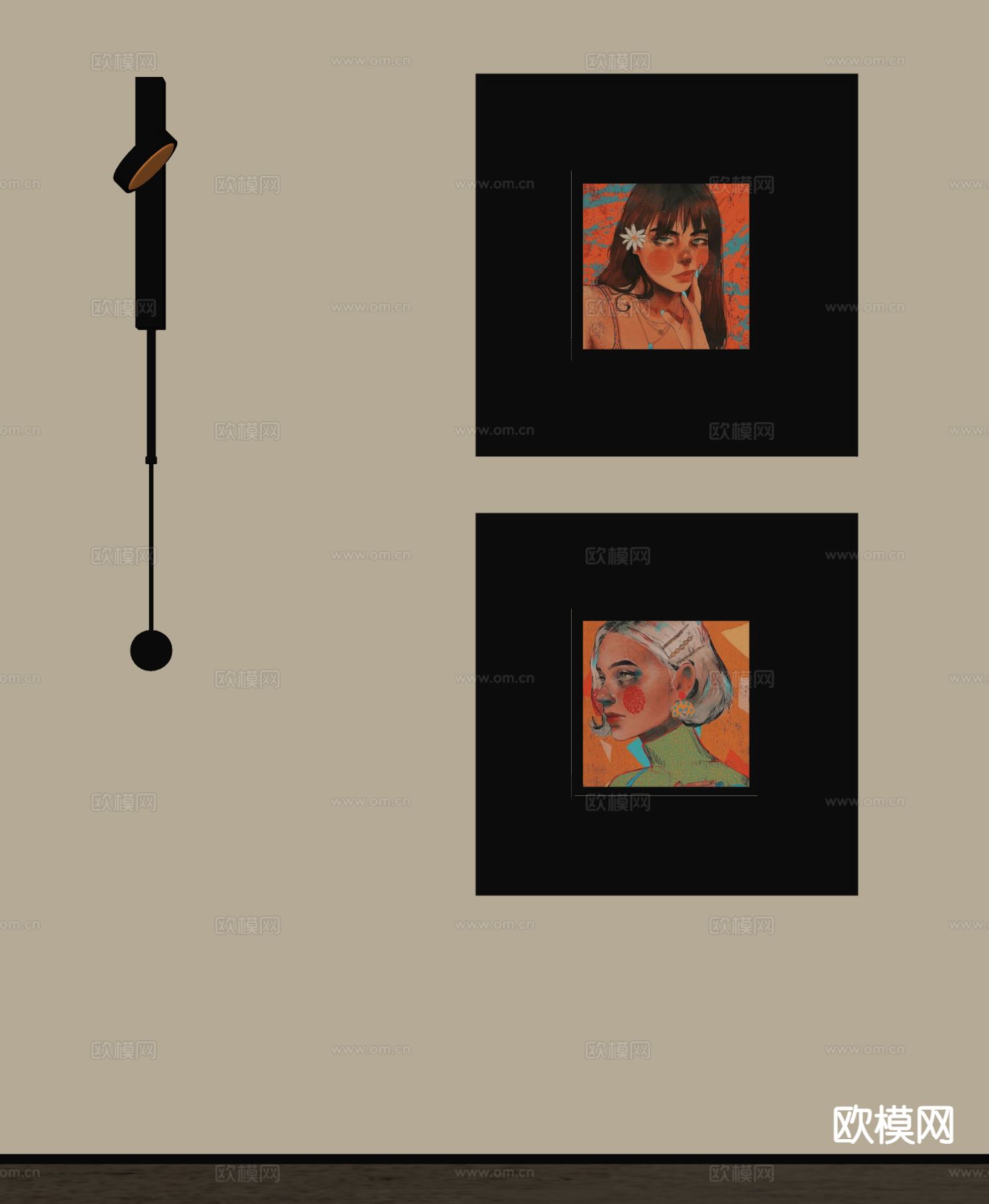 法式装饰画 挂画su模型下载（渲染图1）