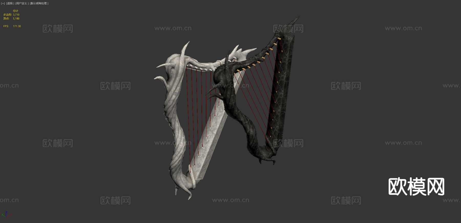 Ebony&Ivory怪物竖琴3d模型下载（渲染图9）