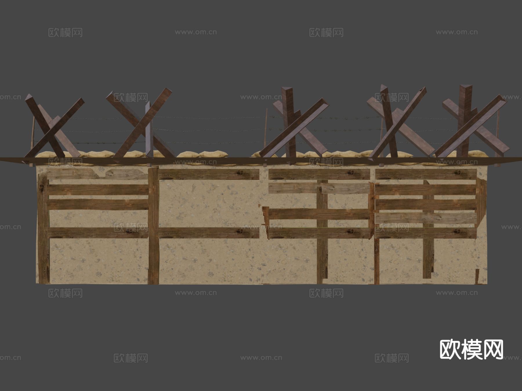 战壕铁丝网3d模型下载（渲染图8）