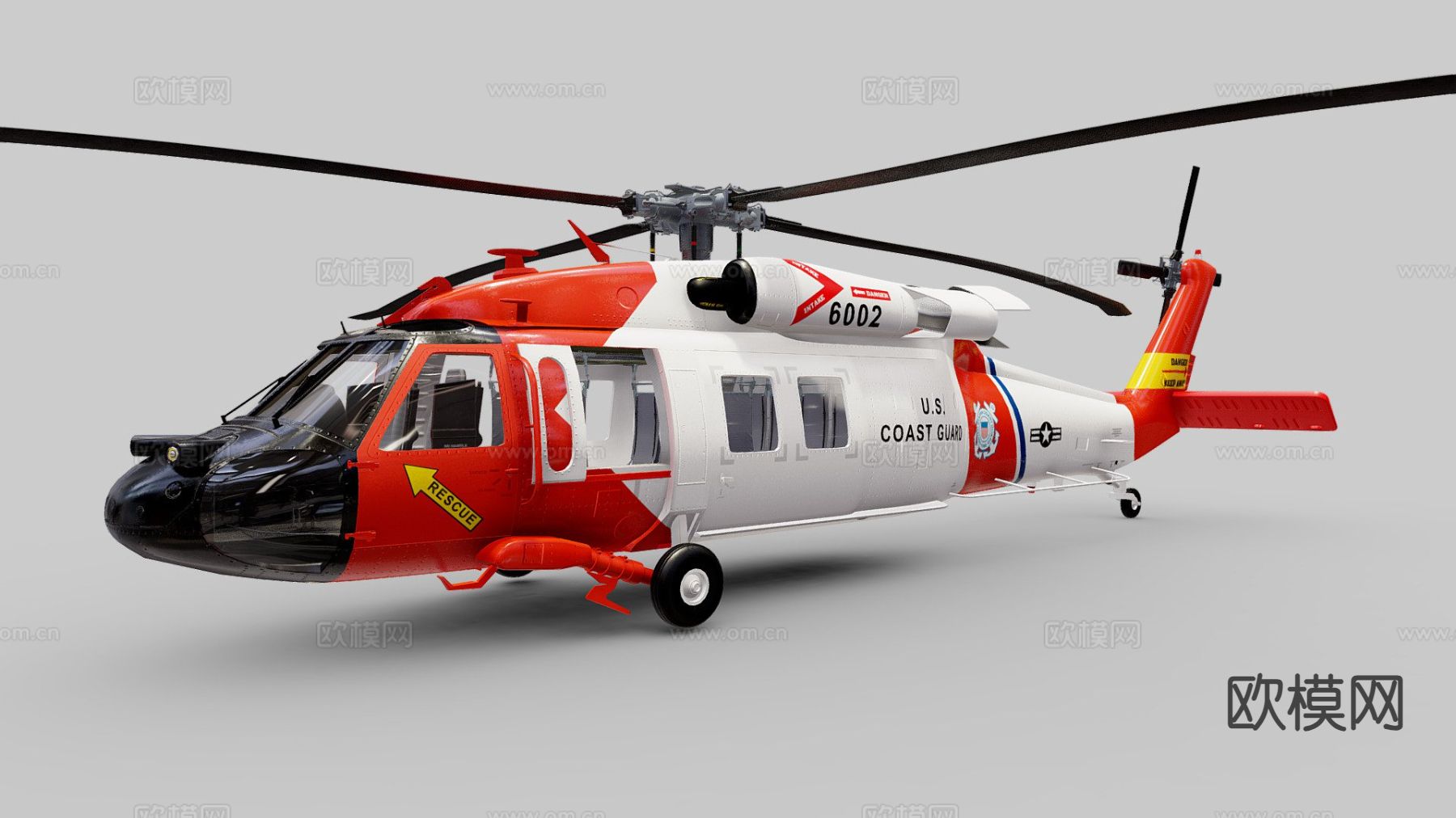 美国海岸警卫队直升机3d模型下载（渲染图1）