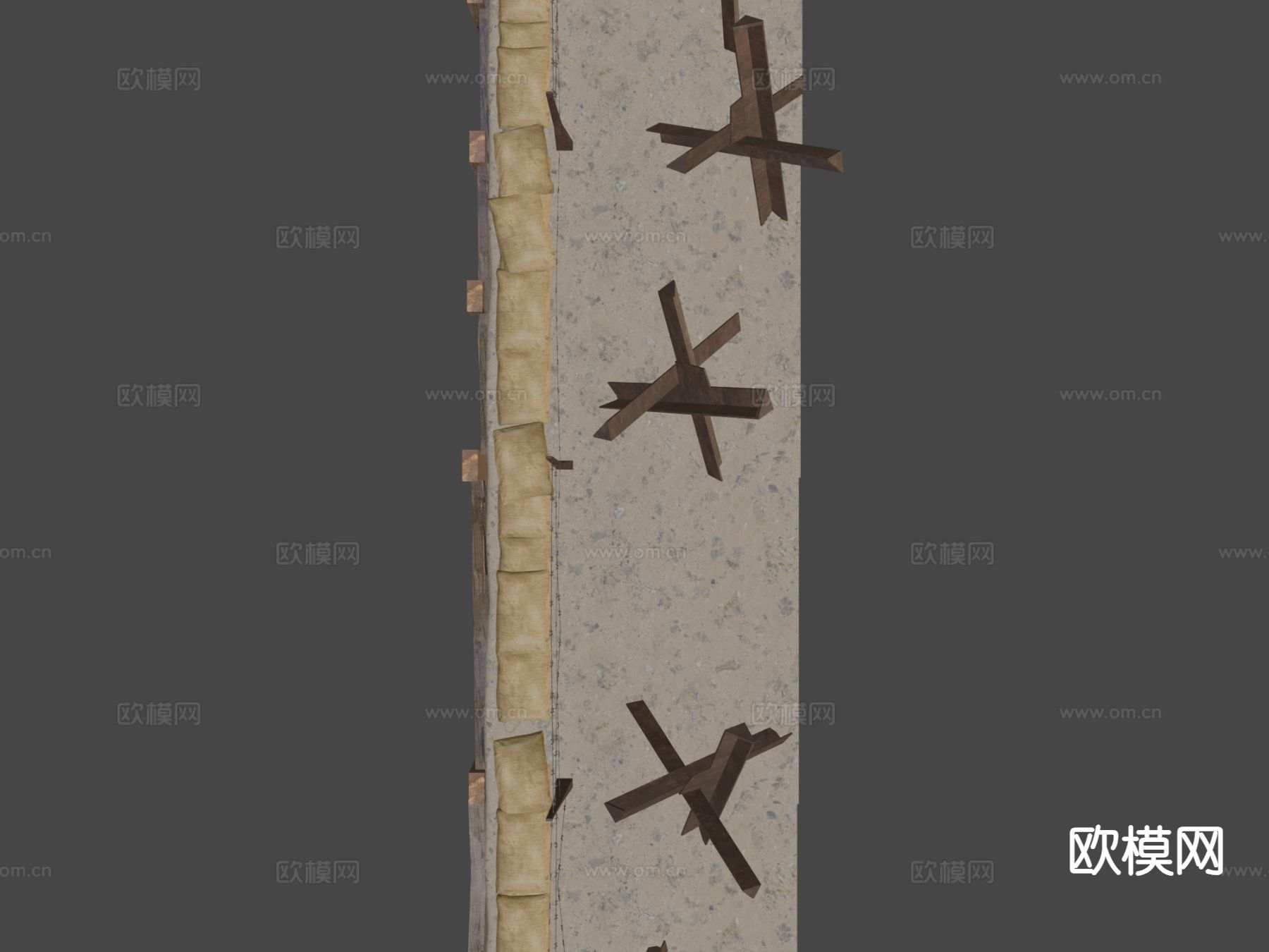 战壕铁丝网3d模型下载（渲染图9）