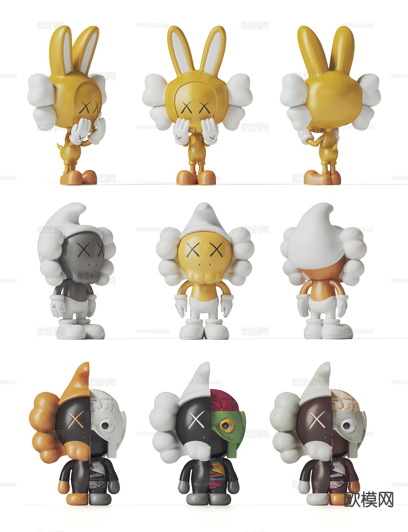 Kaws潮玩 雕塑 公仔 卡通摆件3d模型下载