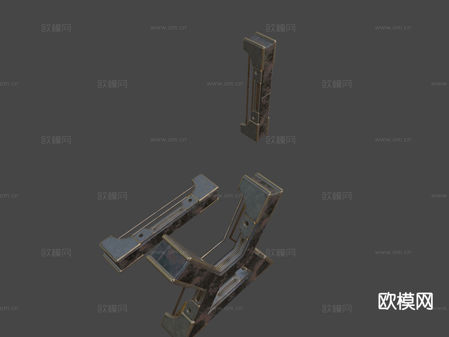 堡垒柱子 工业金属柱3d模型下载（渲染图4）