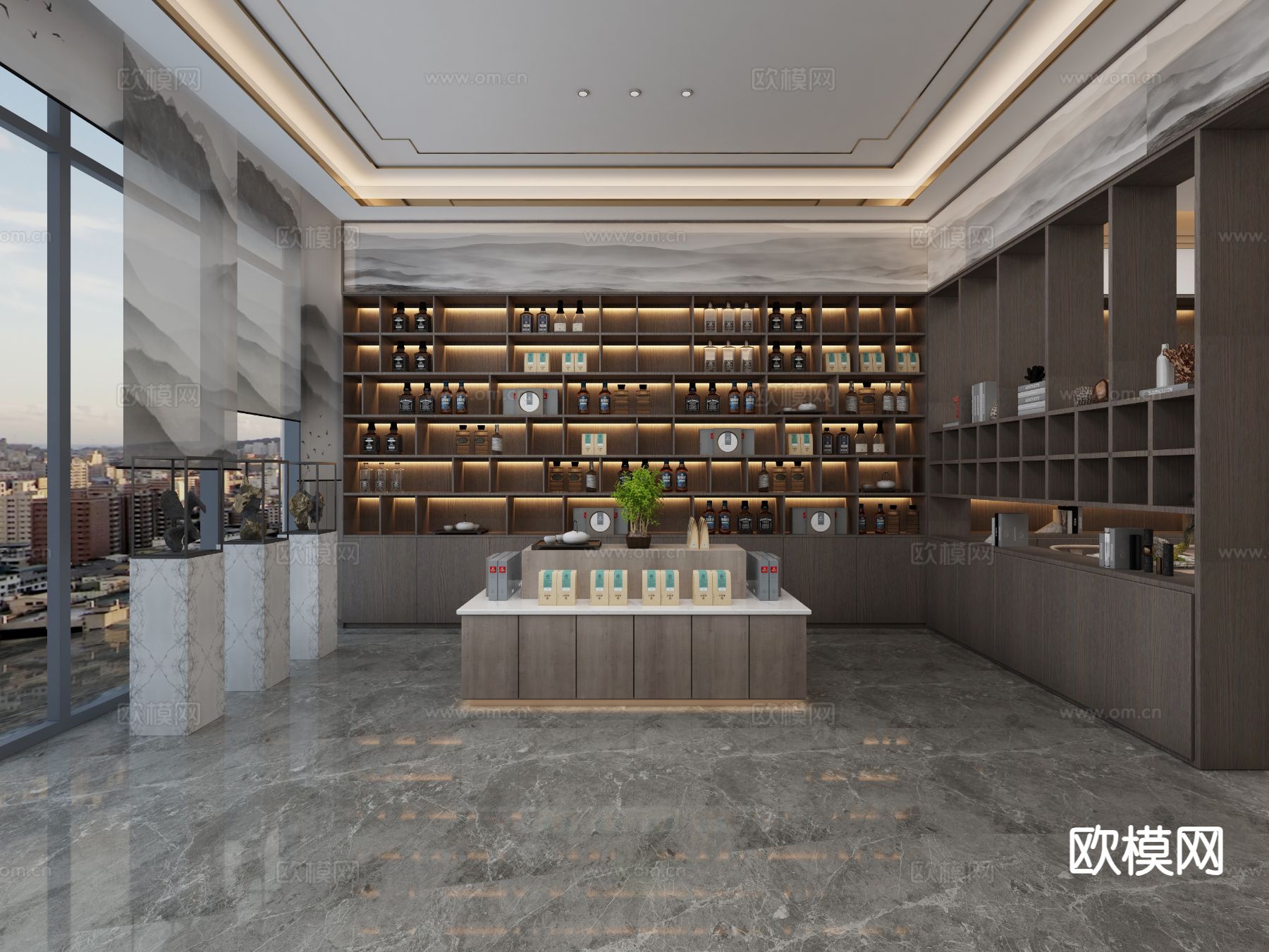 中式茶室 茶房3d模型下载（渲染图3）