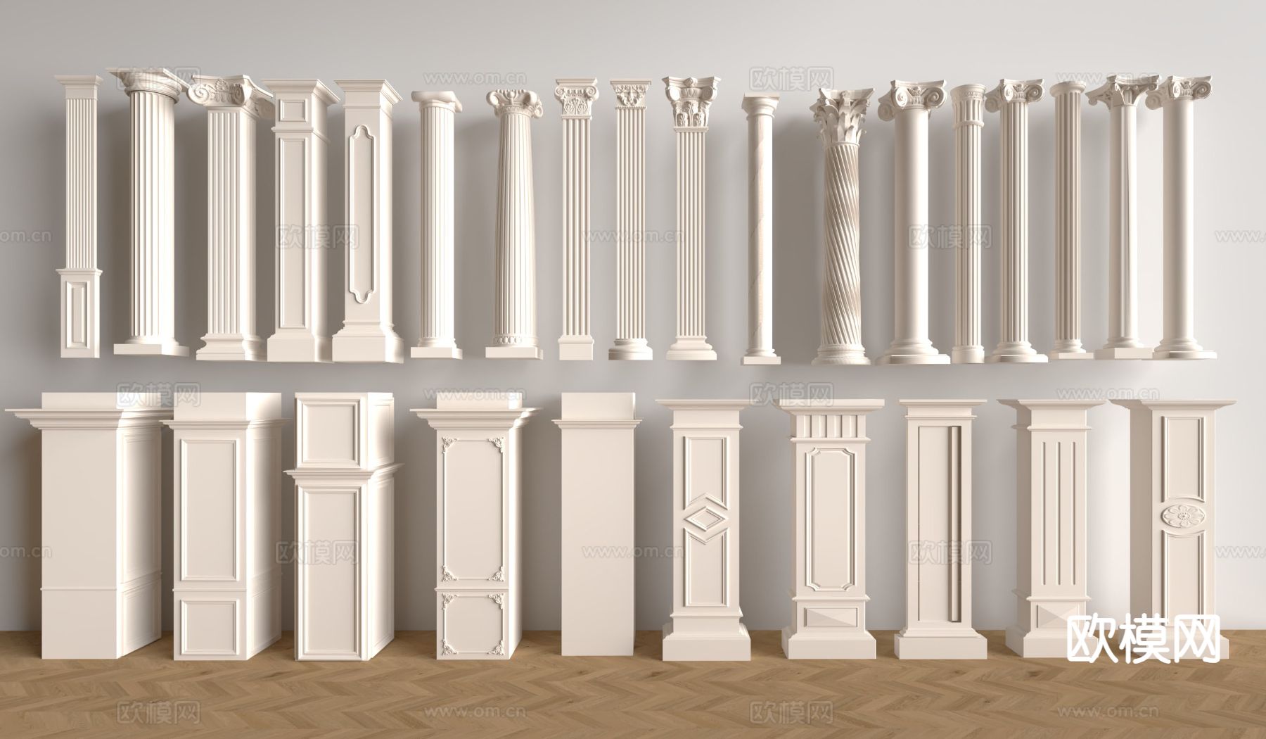欧式古典柱子 罗马柱 石膏柱3d模型下载（渲染图2）
