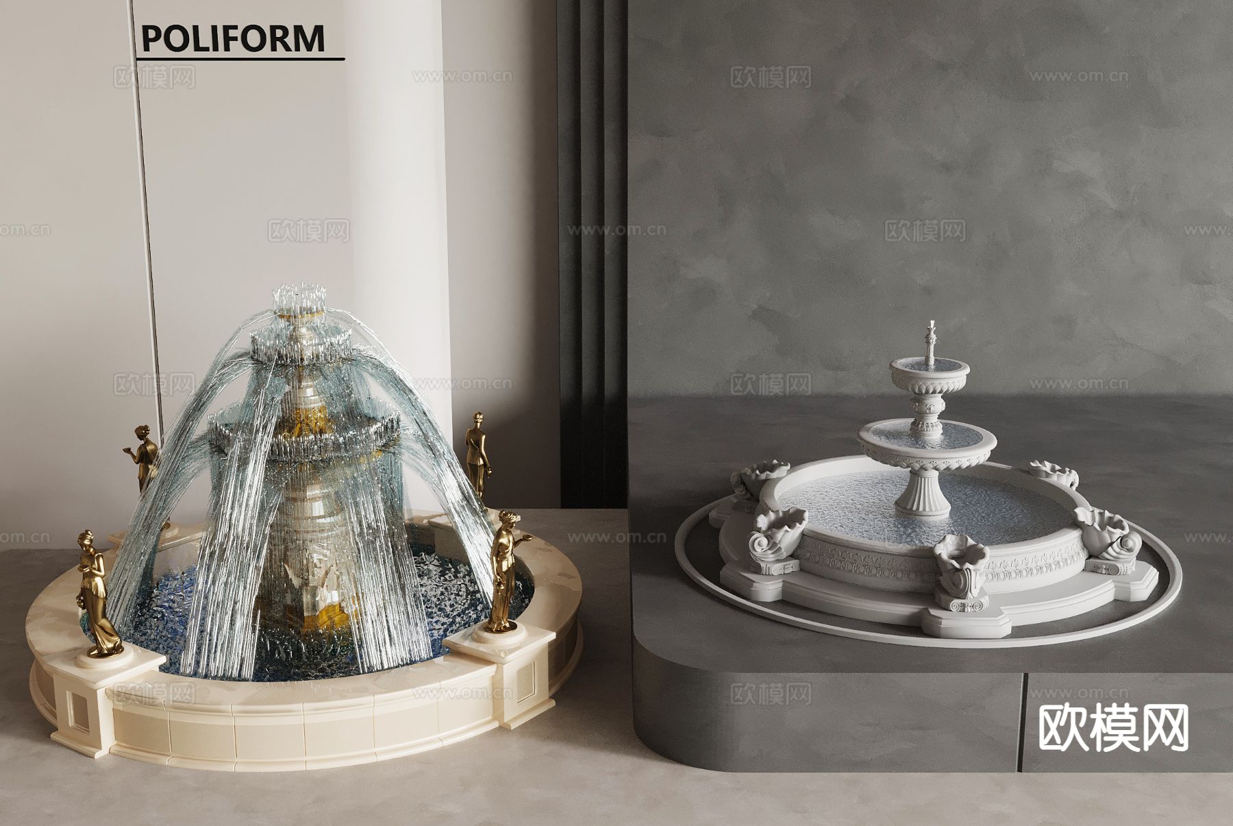 欧式喷泉3d模型下载